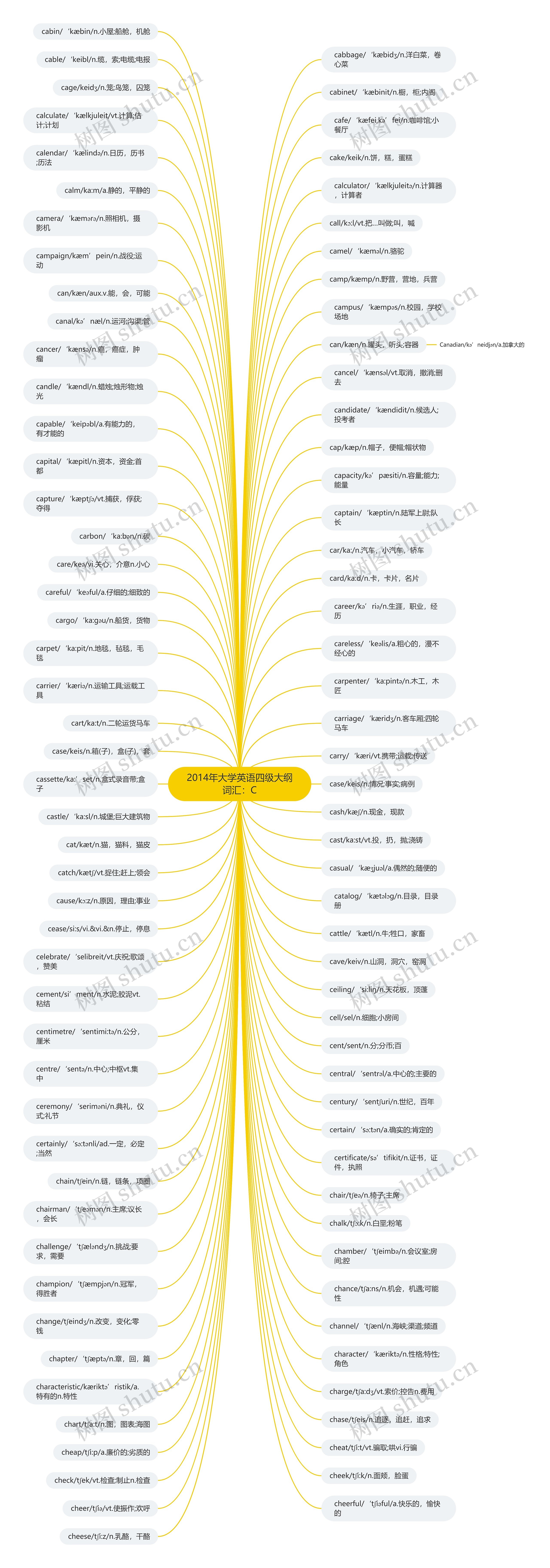 2014年大学英语四级大纲词汇：C思维导图