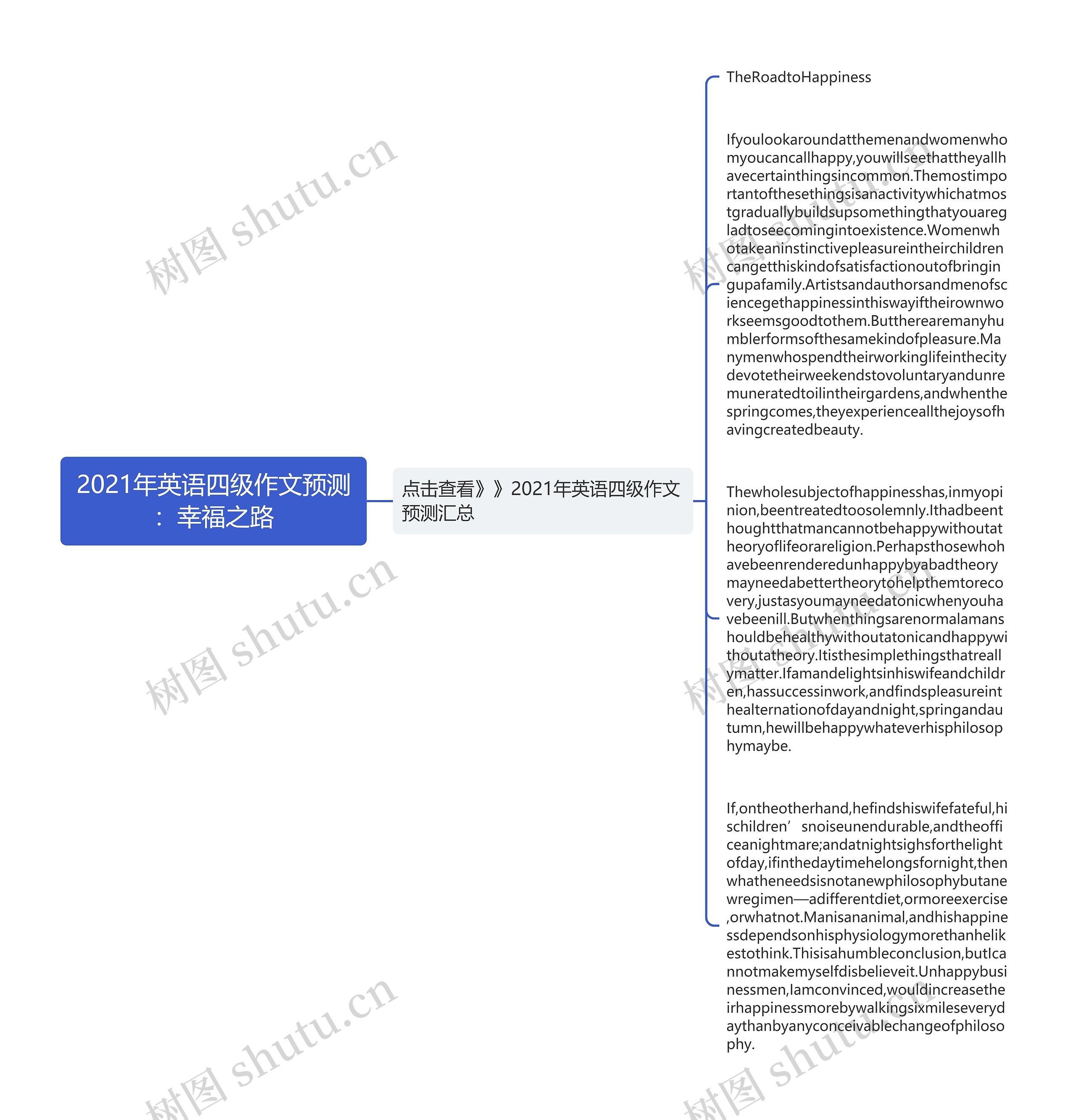 2021年英语四级作文预测：幸福之路思维导图