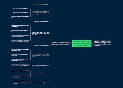 2022年12月英语六级语法用法辨析之worth, worthy, worthwhile用法