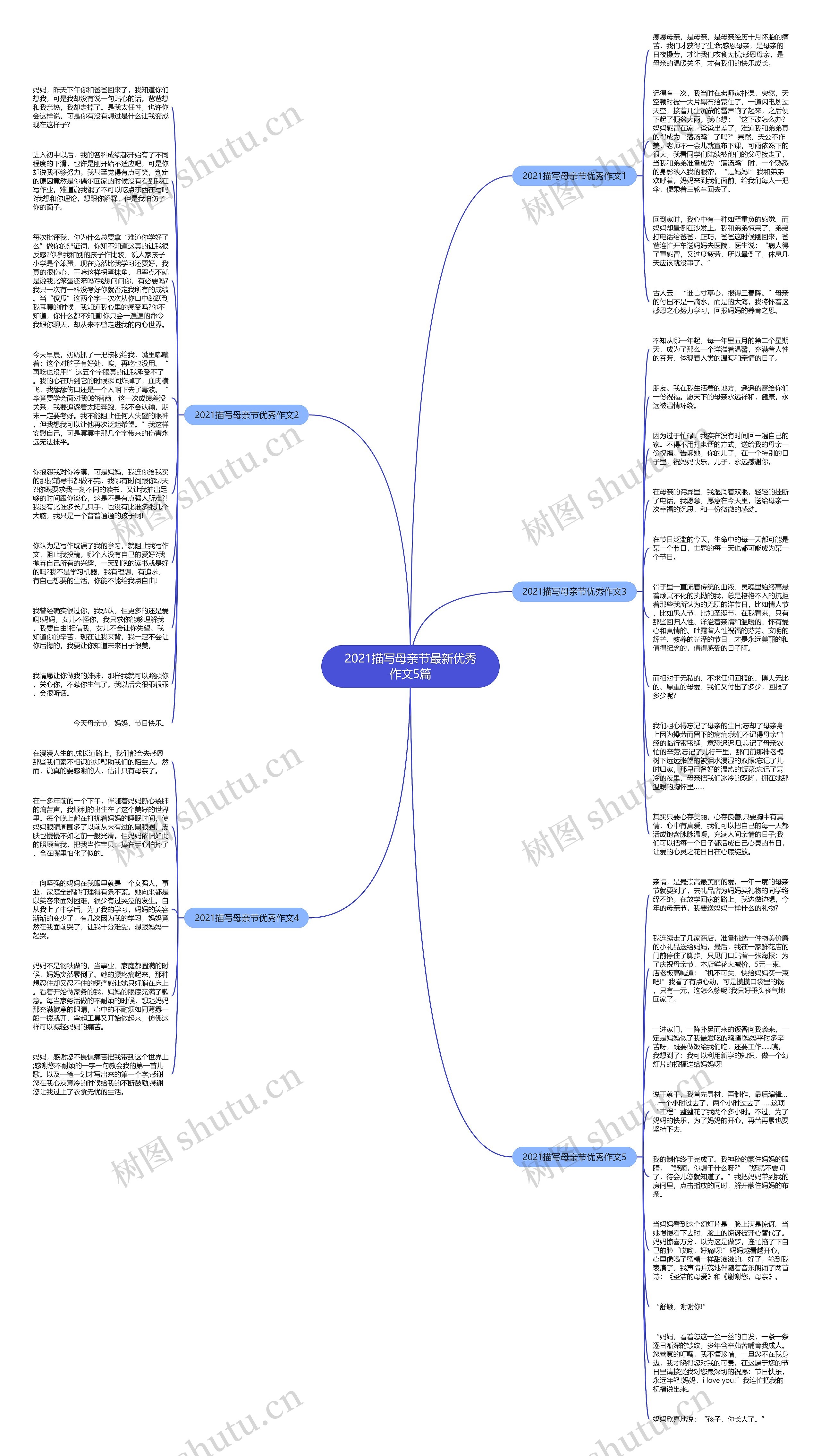 2021描写母亲节最新优秀作文5篇思维导图