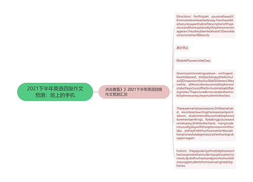 2021下半年英语四级作文预测：班上的手机