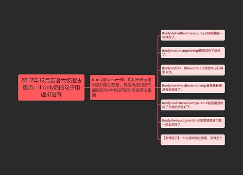 2017年12月英语六级语法重点：if only后的句子用虚拟语气