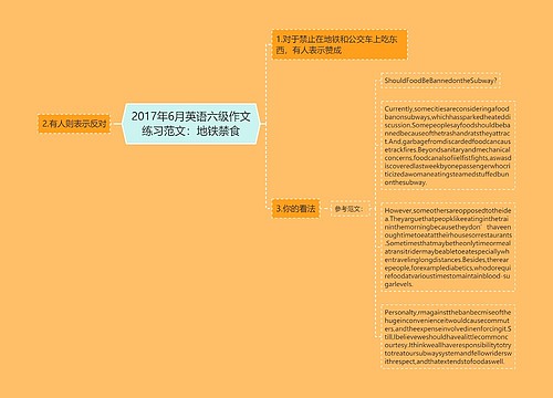 2017年6月英语六级作文练习范文：地铁禁食