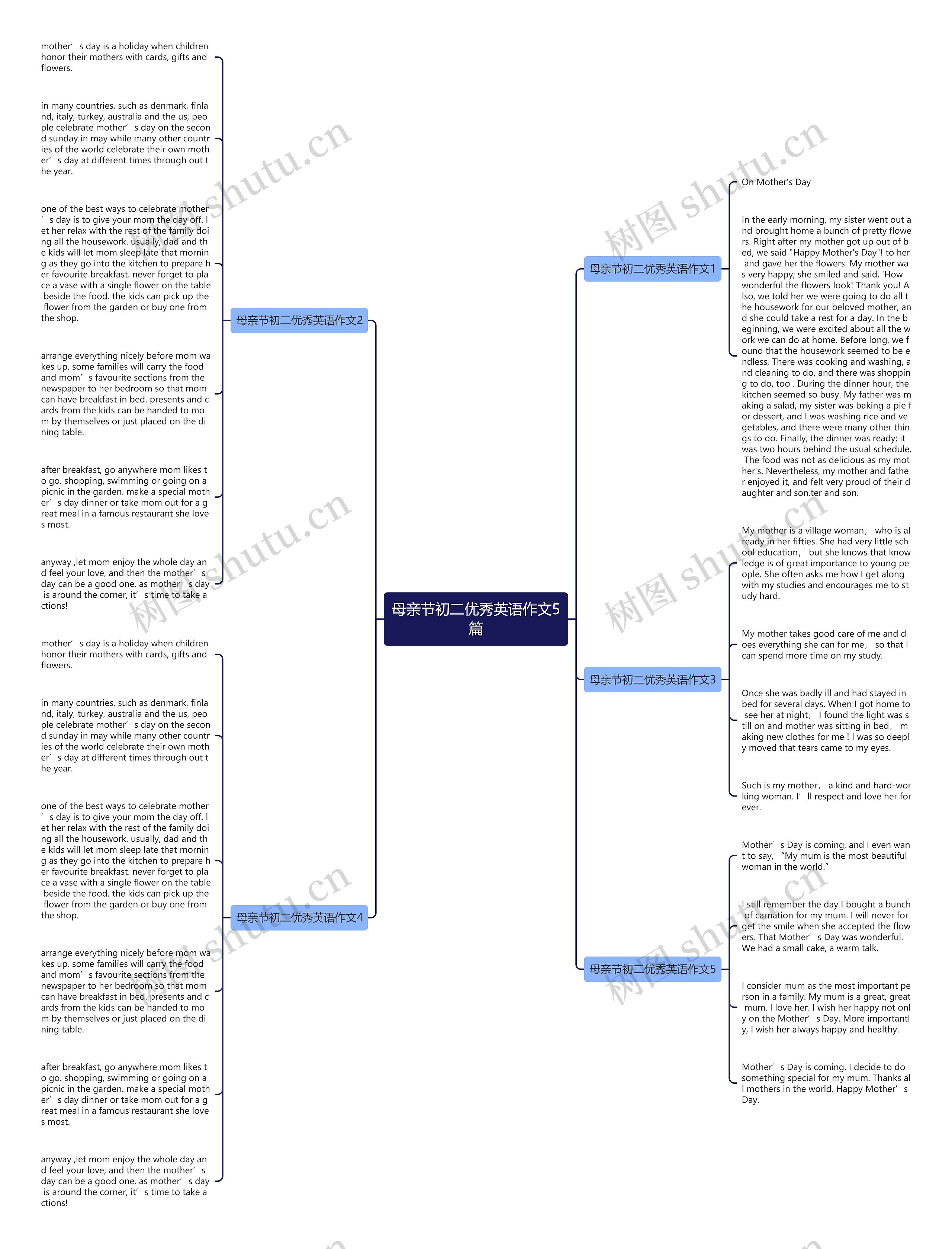 母亲节初二优秀英语作文5篇思维导图