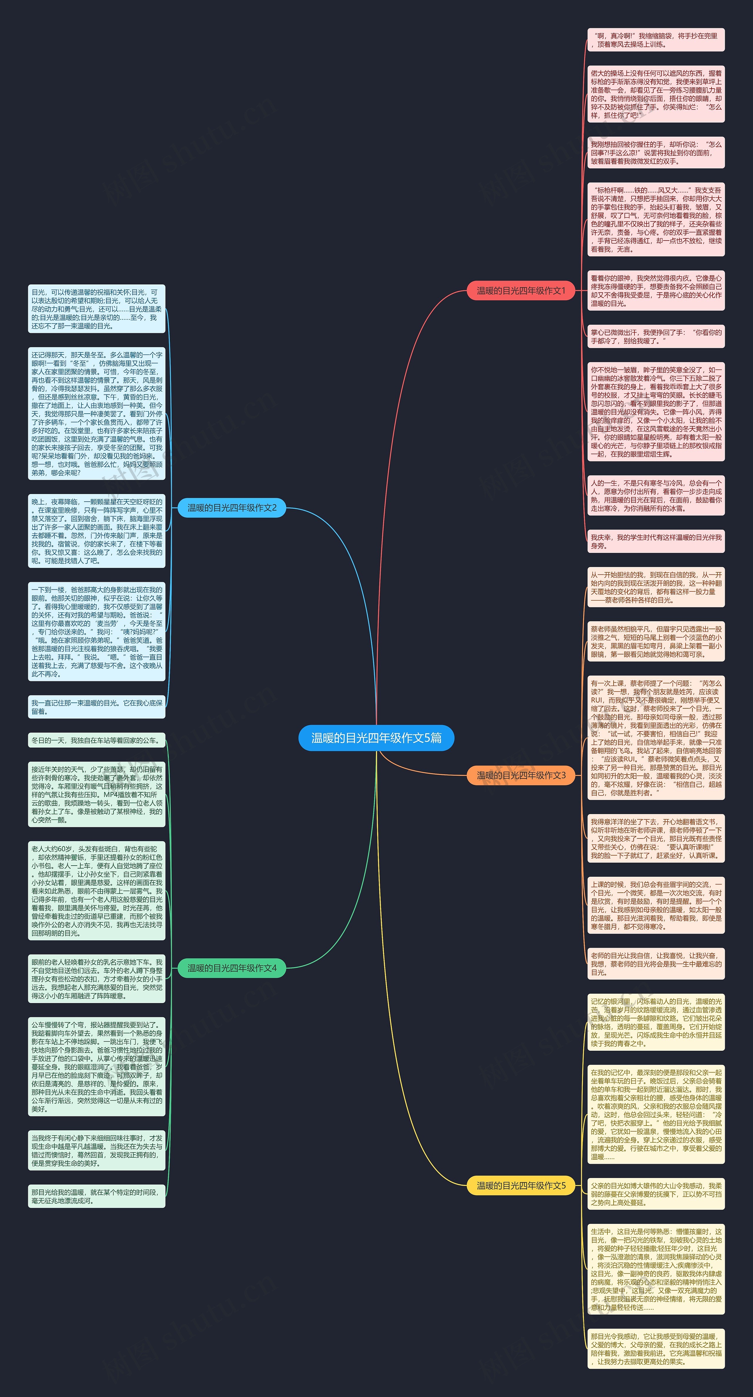 温暖的目光四年级作文5篇思维导图