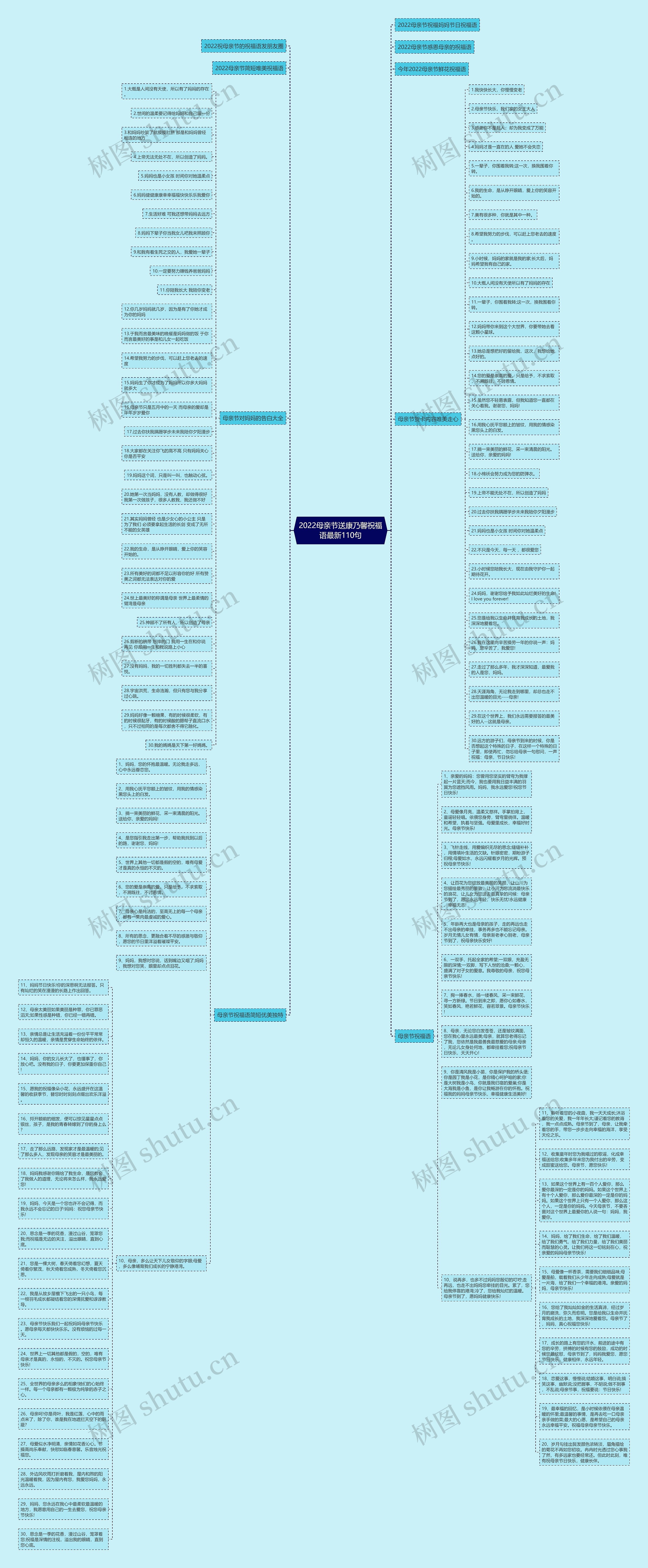 2022母亲节送康乃馨祝福语最新110句思维导图