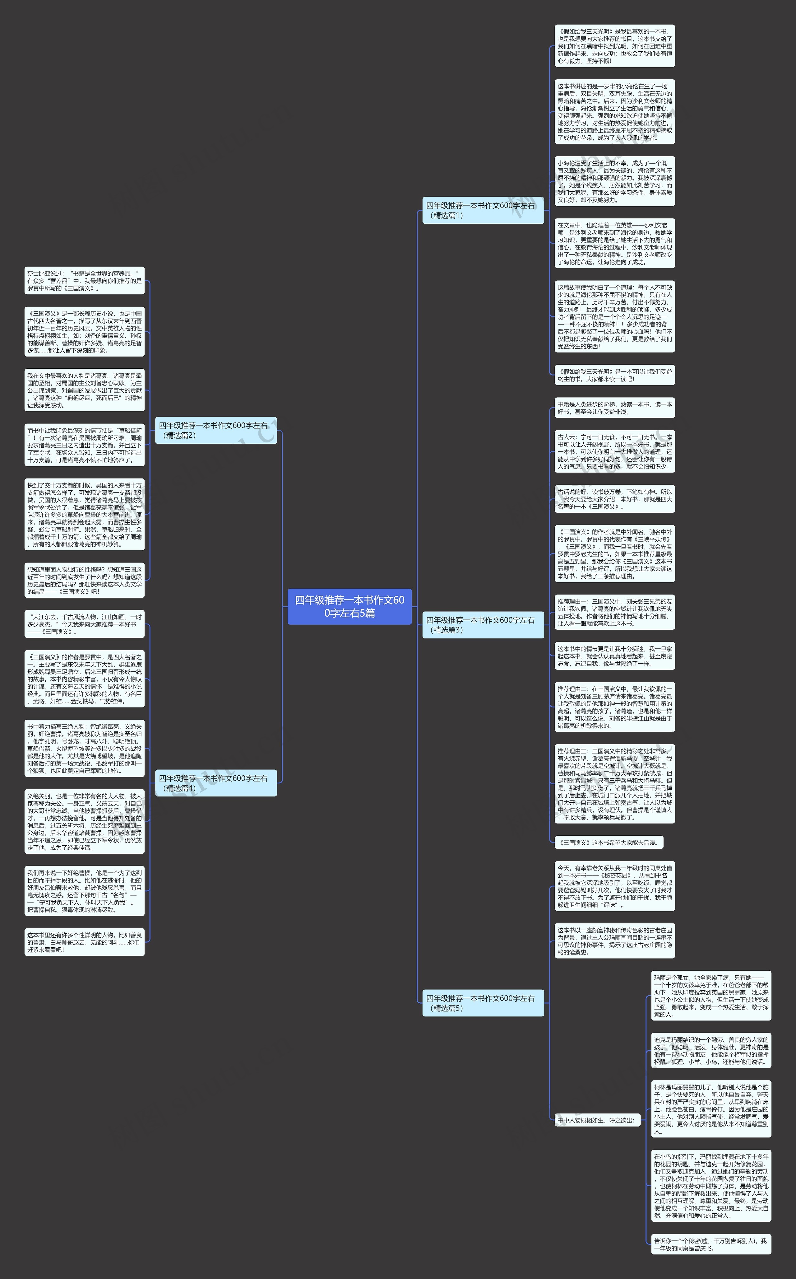 四年级推荐一本书作文600字左右5篇思维导图