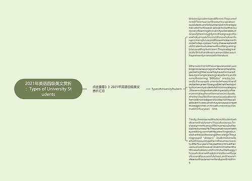 2021年英语四级美文赏析：Types of University Students