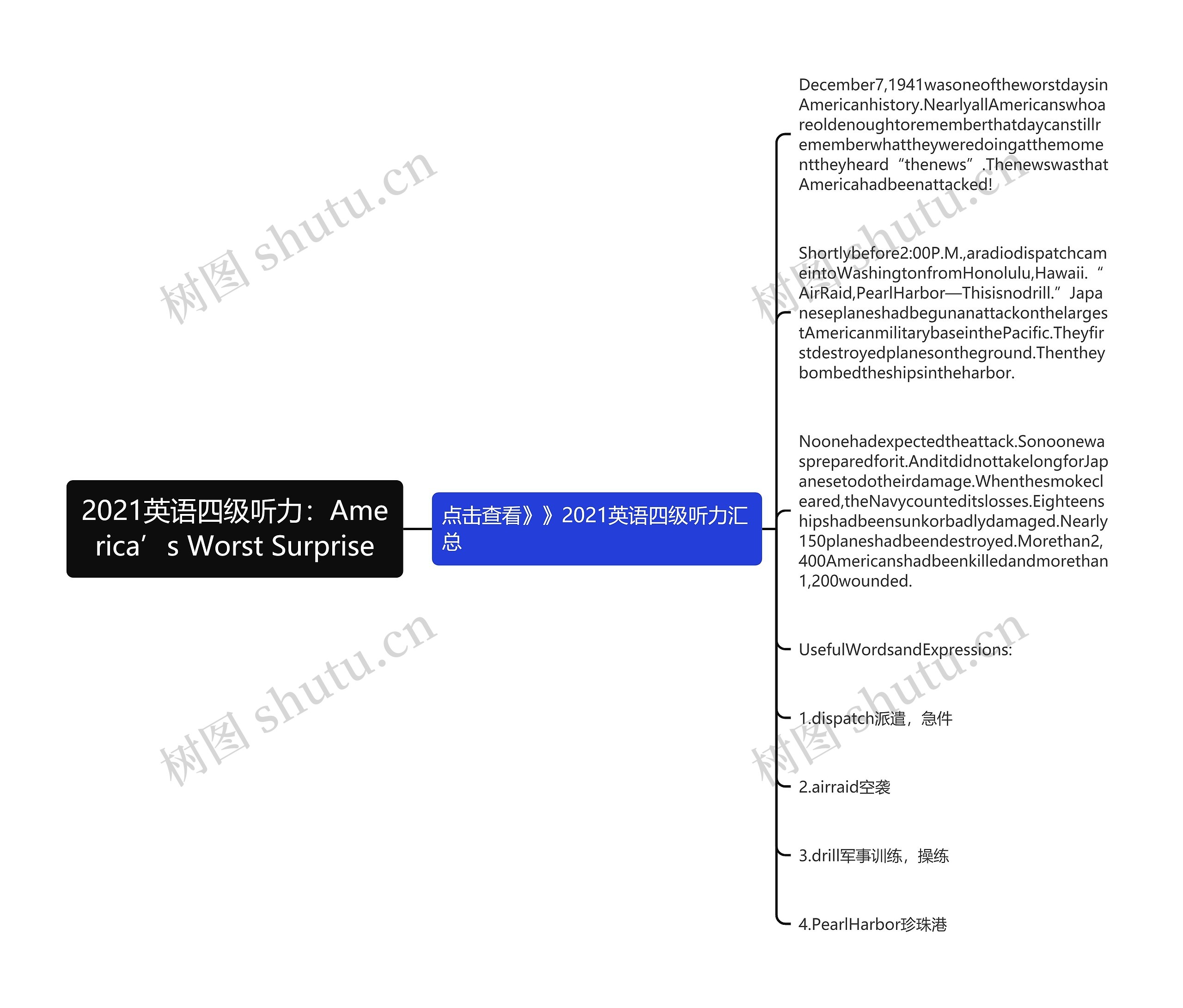 2021英语四级听力：America’s Worst Surprise思维导图