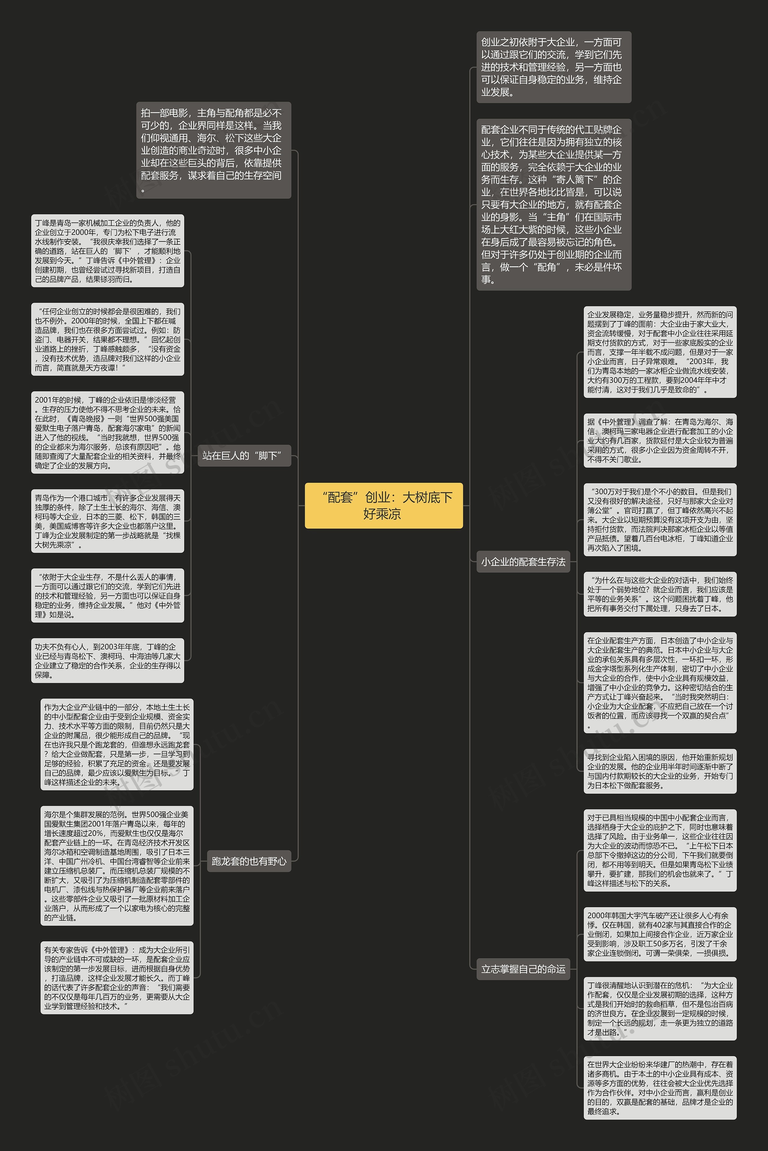 “配套”创业：大树底下好乘凉 思维导图