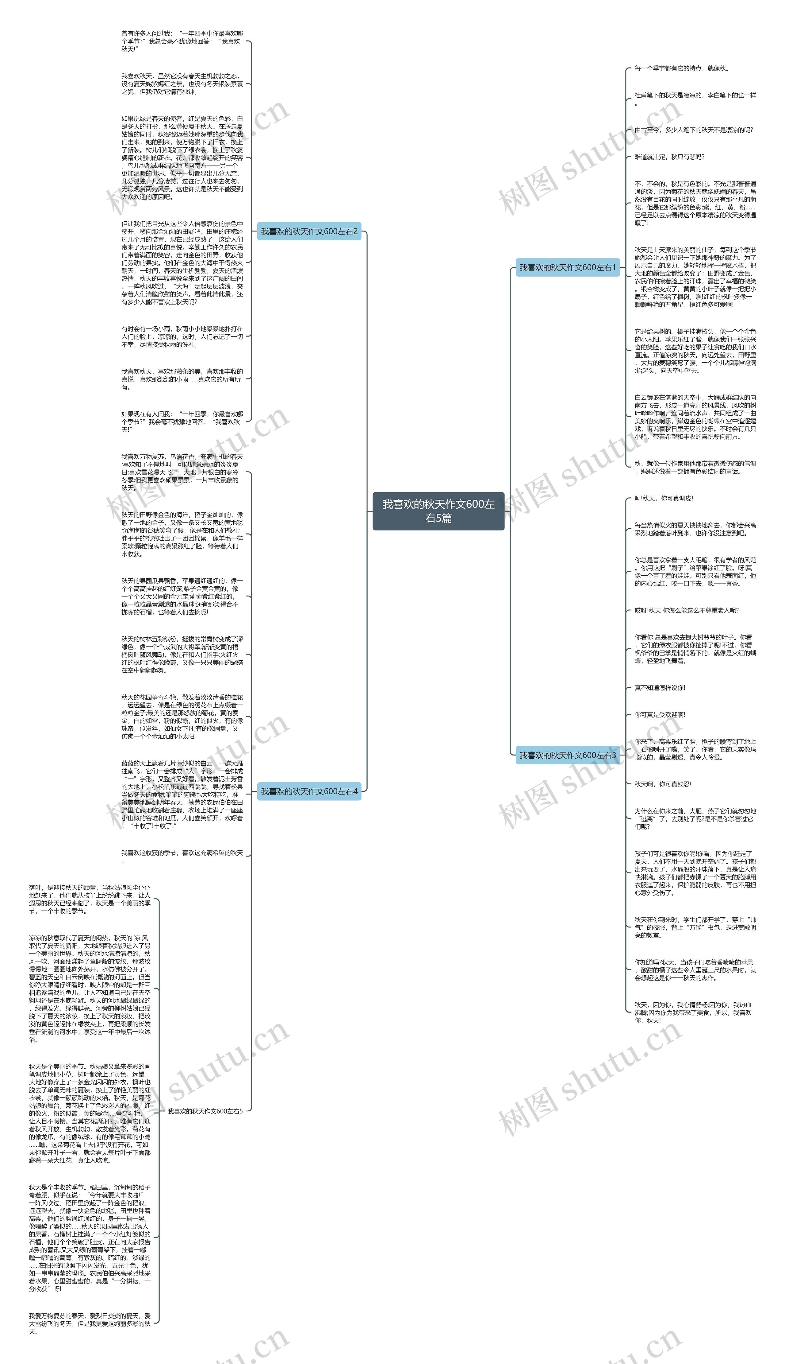 我喜欢的秋天作文600左右5篇思维导图
