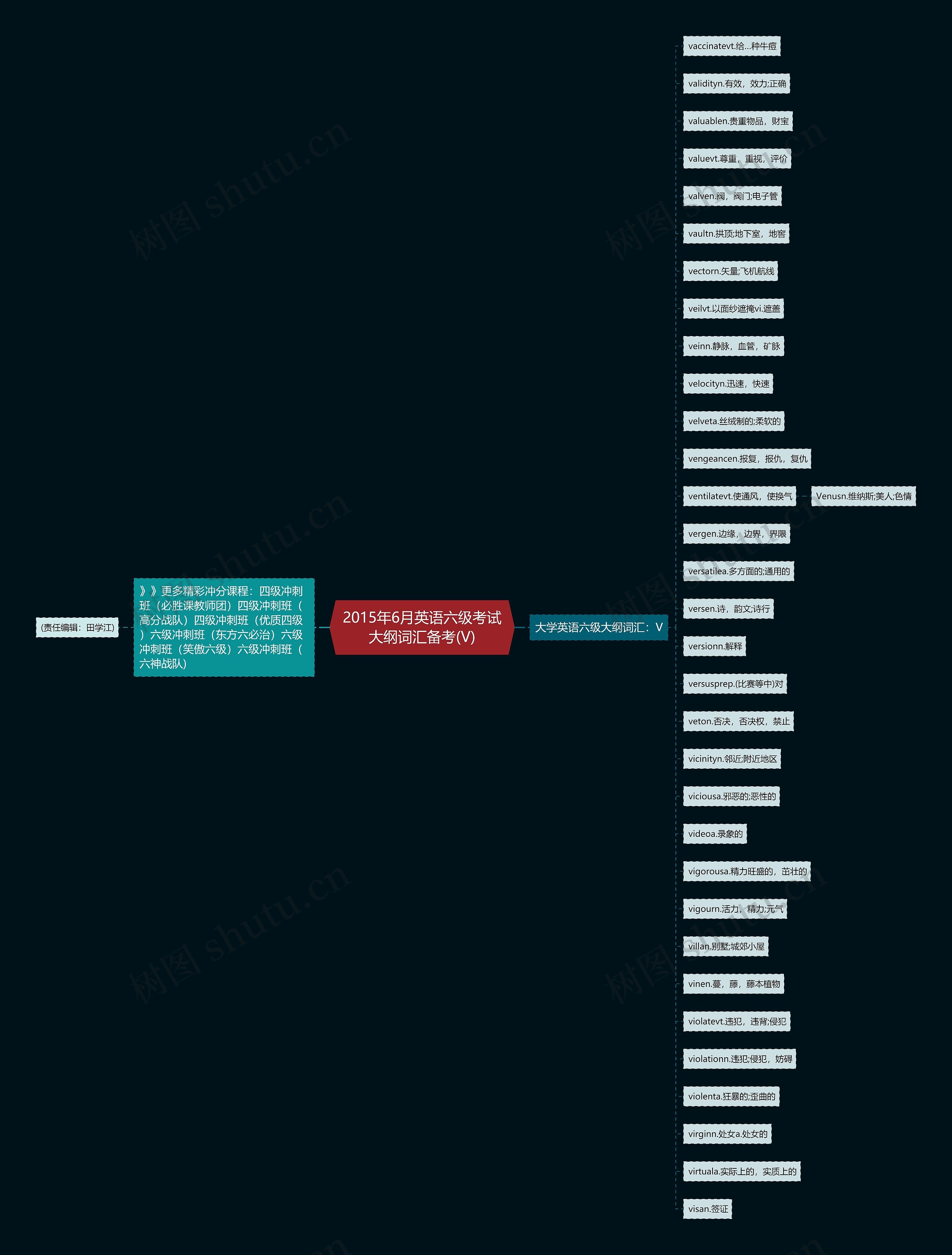2015年6月英语六级考试大纲词汇备考(V)思维导图