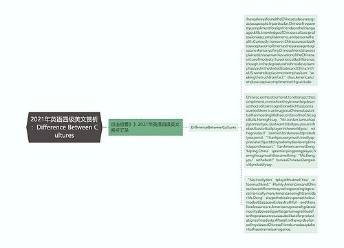 2021年英语四级美文赏析：Difference Between Cultures