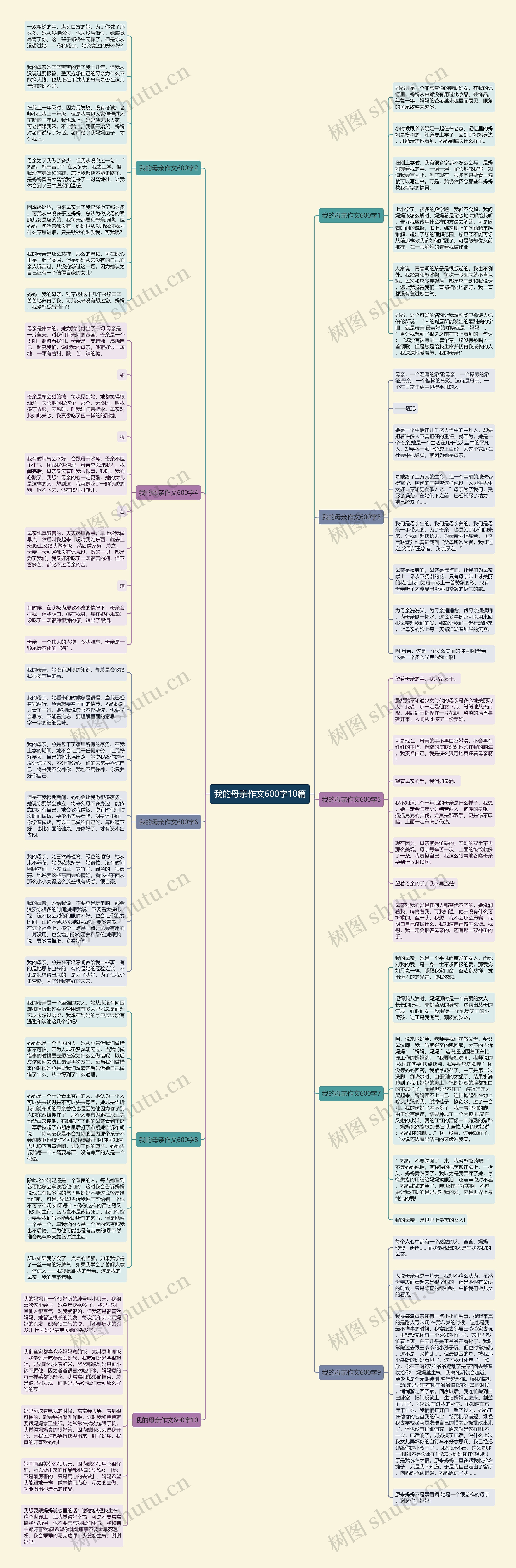 我的母亲作文600字10篇思维导图