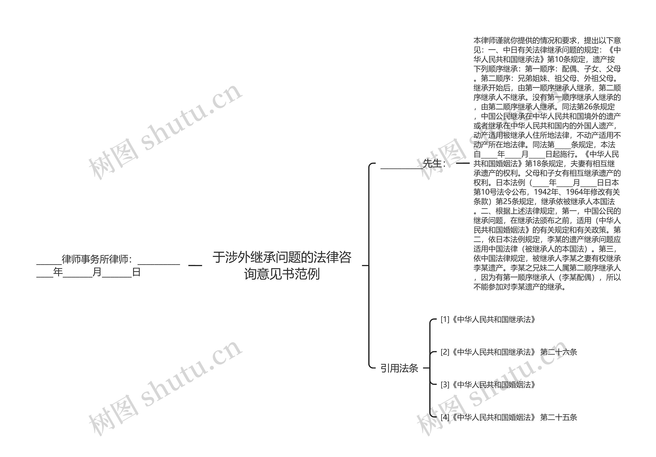 于涉外继承问题的法律咨询意见书范例