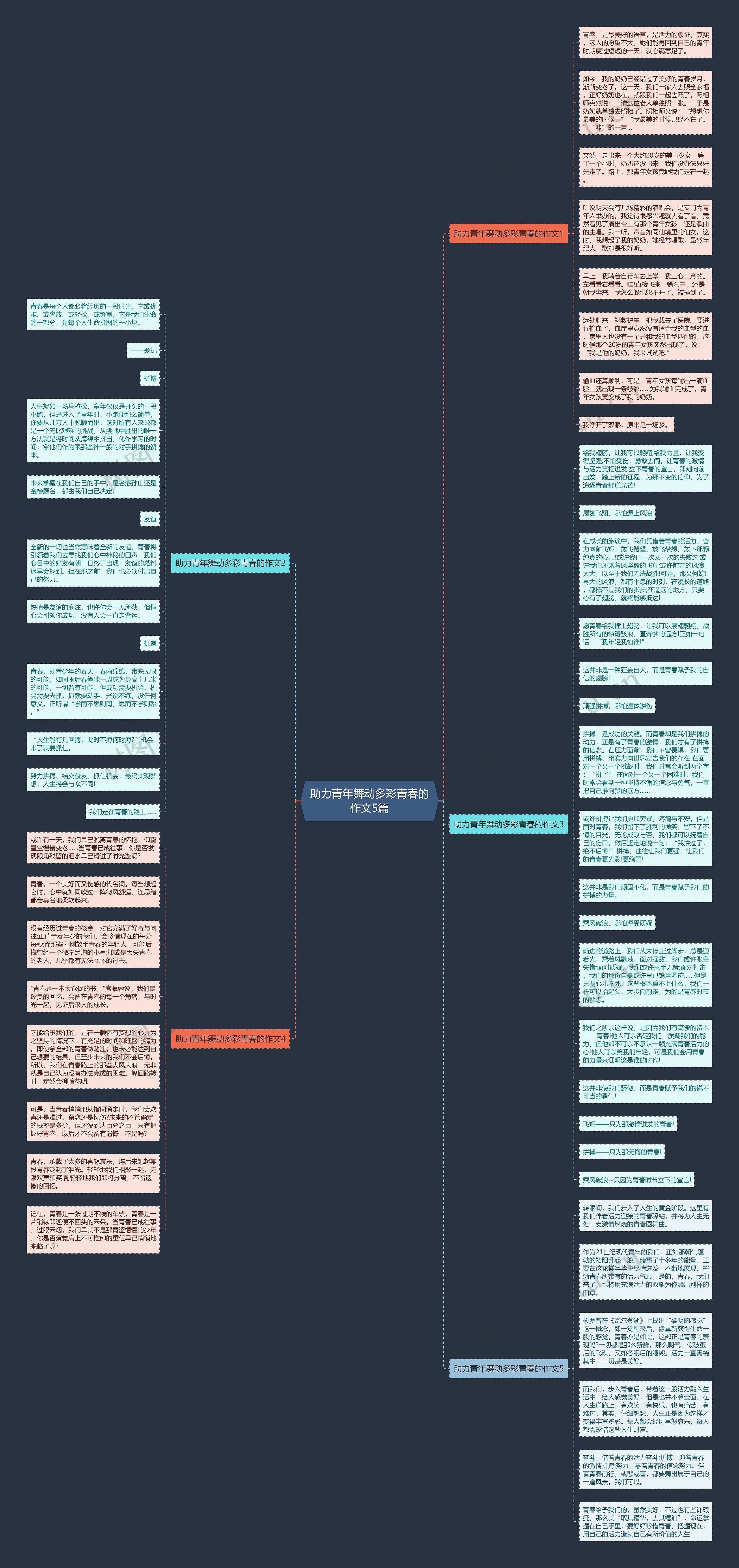 助力青年舞动多彩青春的作文5篇思维导图