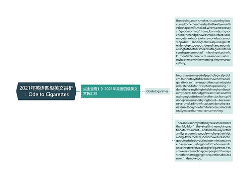 2021年英语四级美文赏析:Ode to Cigarettes 2021年英语四级美文赏析:Ode to Cigarettes