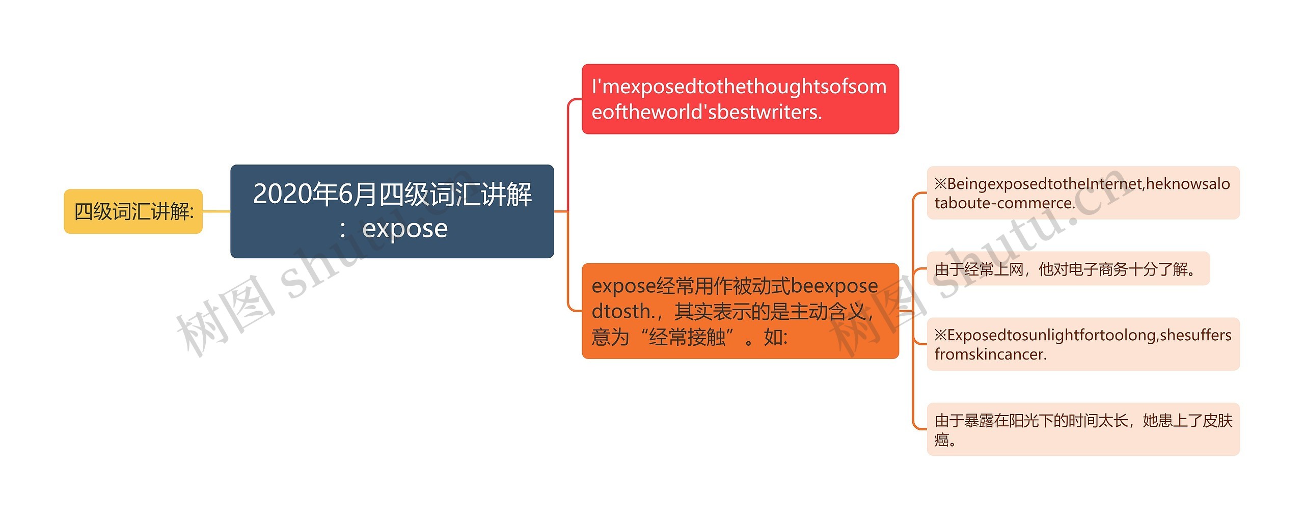 2020年6月四级词汇讲解：expose思维导图