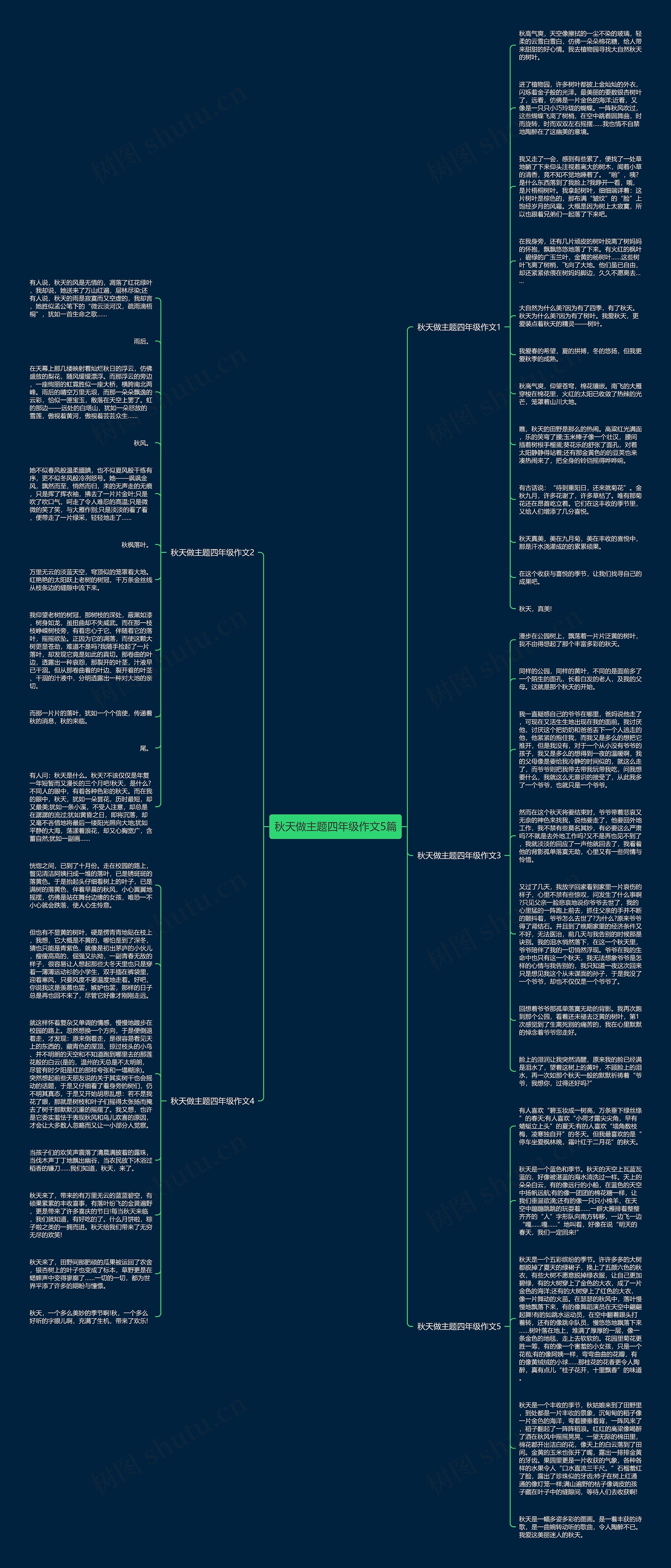 秋天做主题四年级作文5篇思维导图