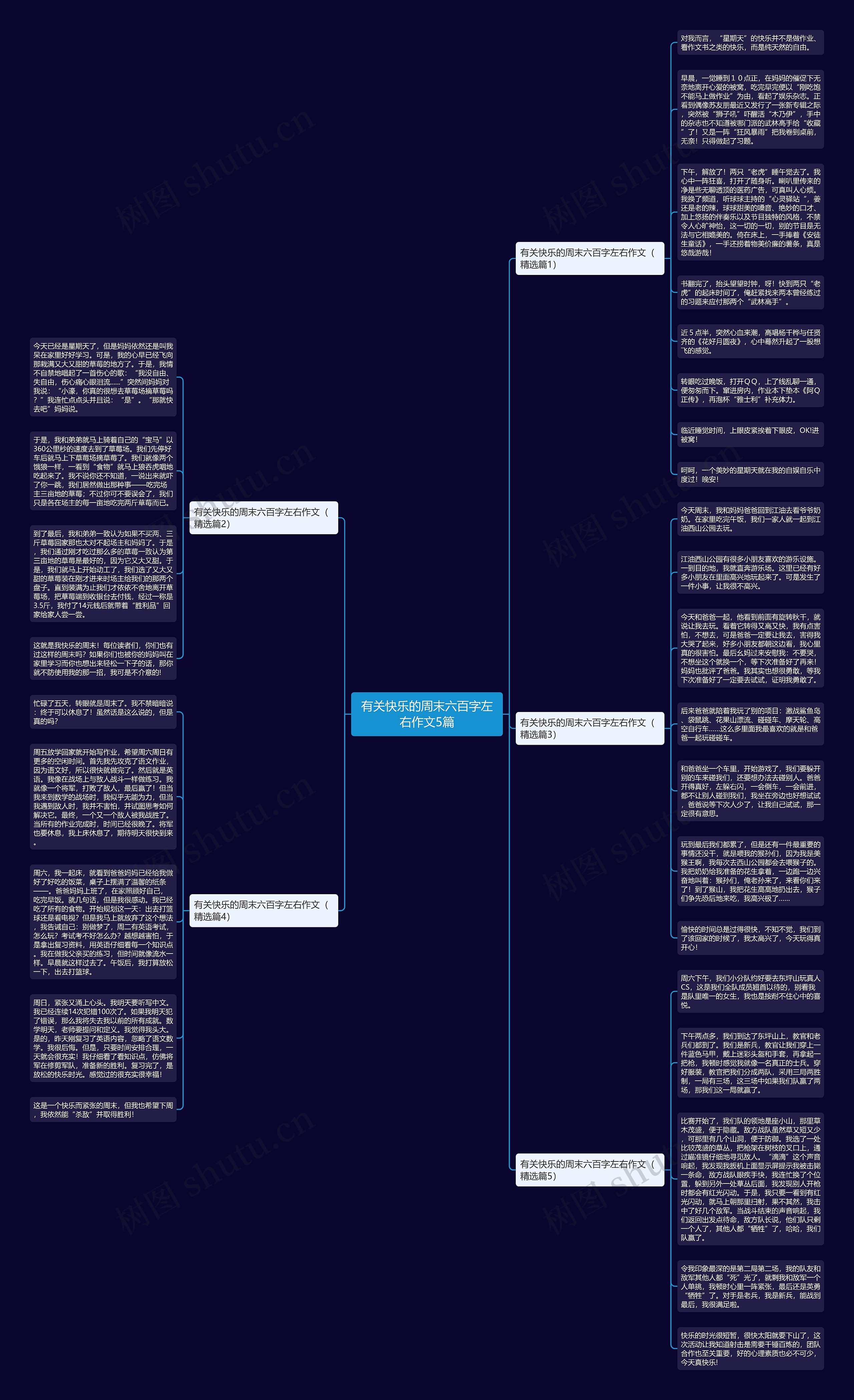 有关快乐的周末六百字左右作文5篇思维导图