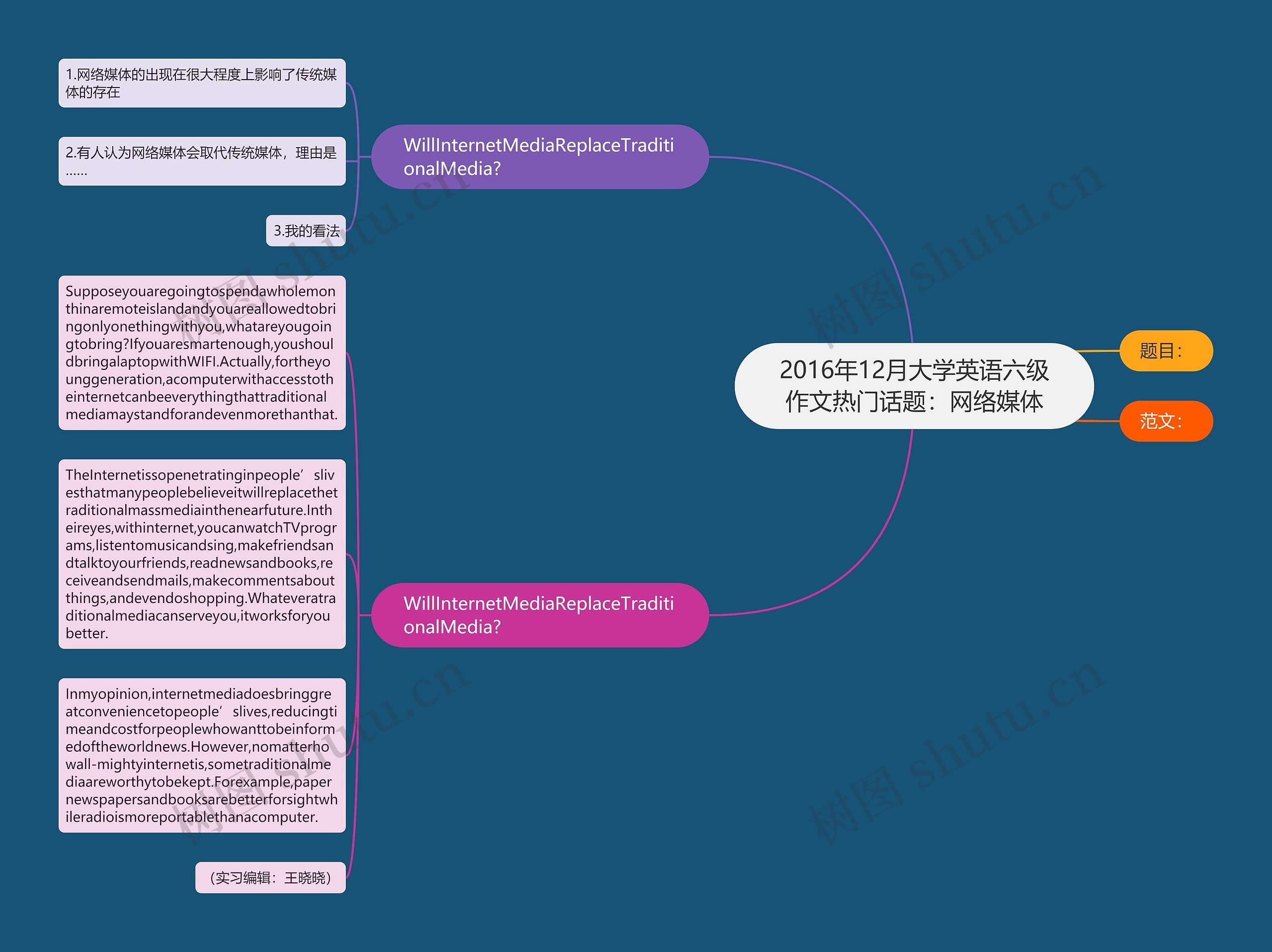 2016年12月大学英语六级作文热门话题：网络媒体