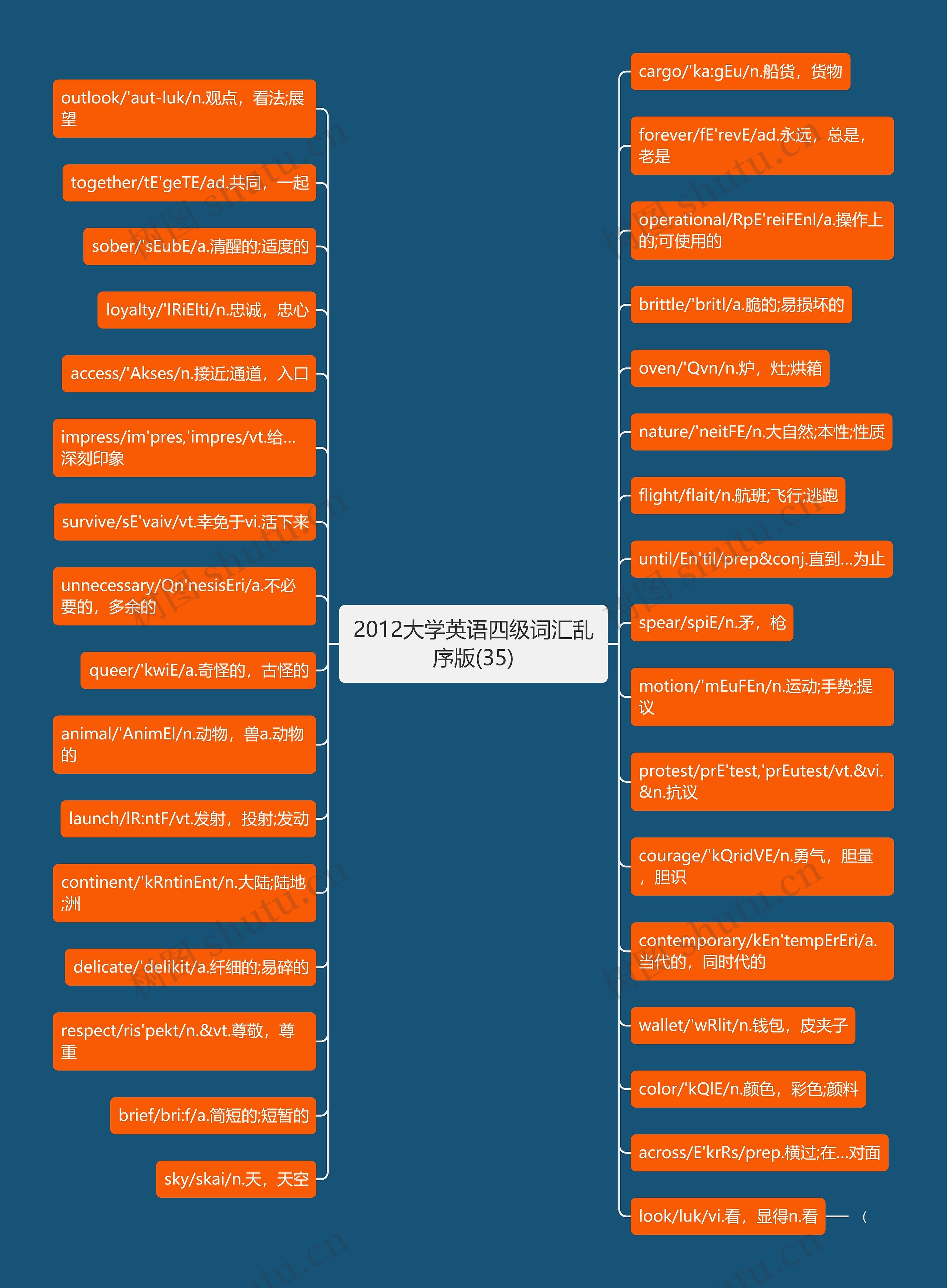 2012大学英语四级词汇乱序版(35)思维导图