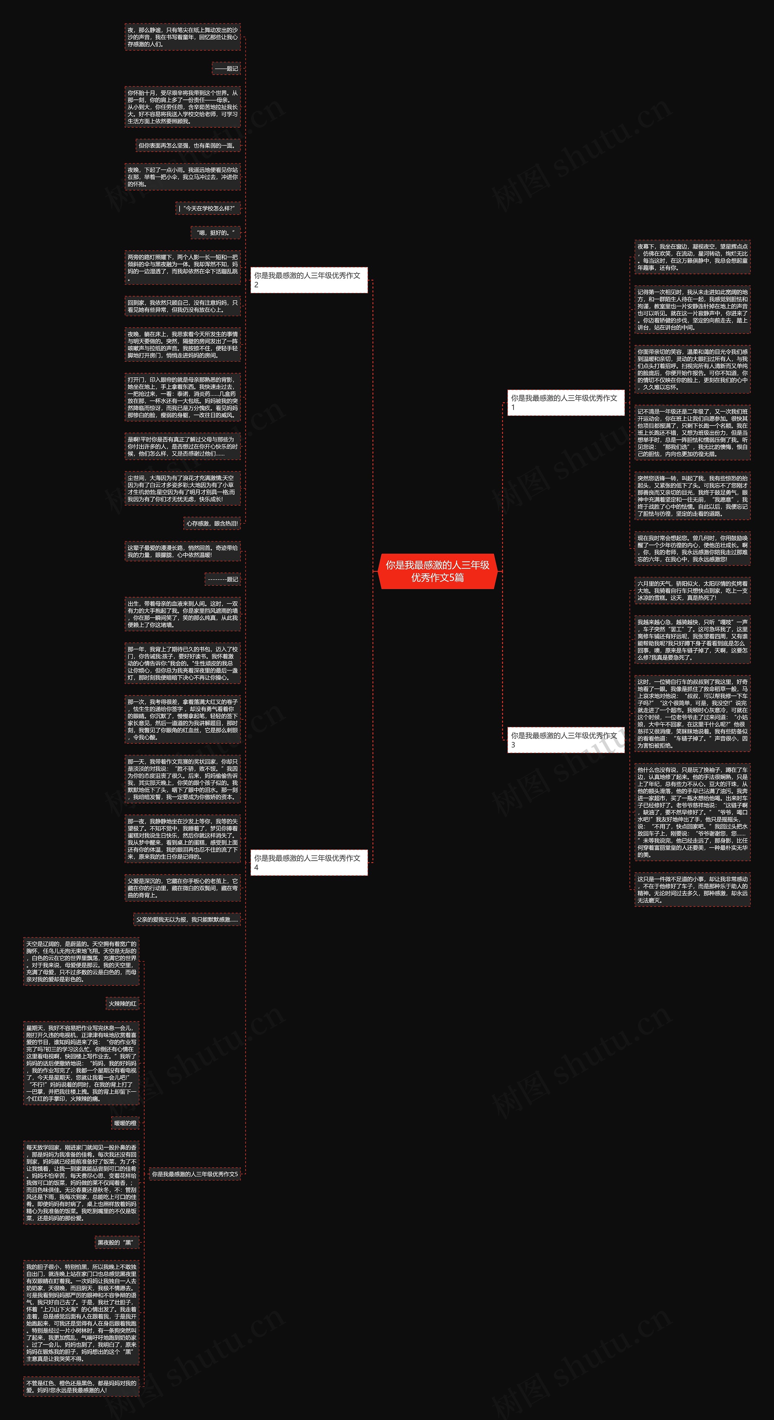 你是我最感激的人三年级优秀作文5篇思维导图