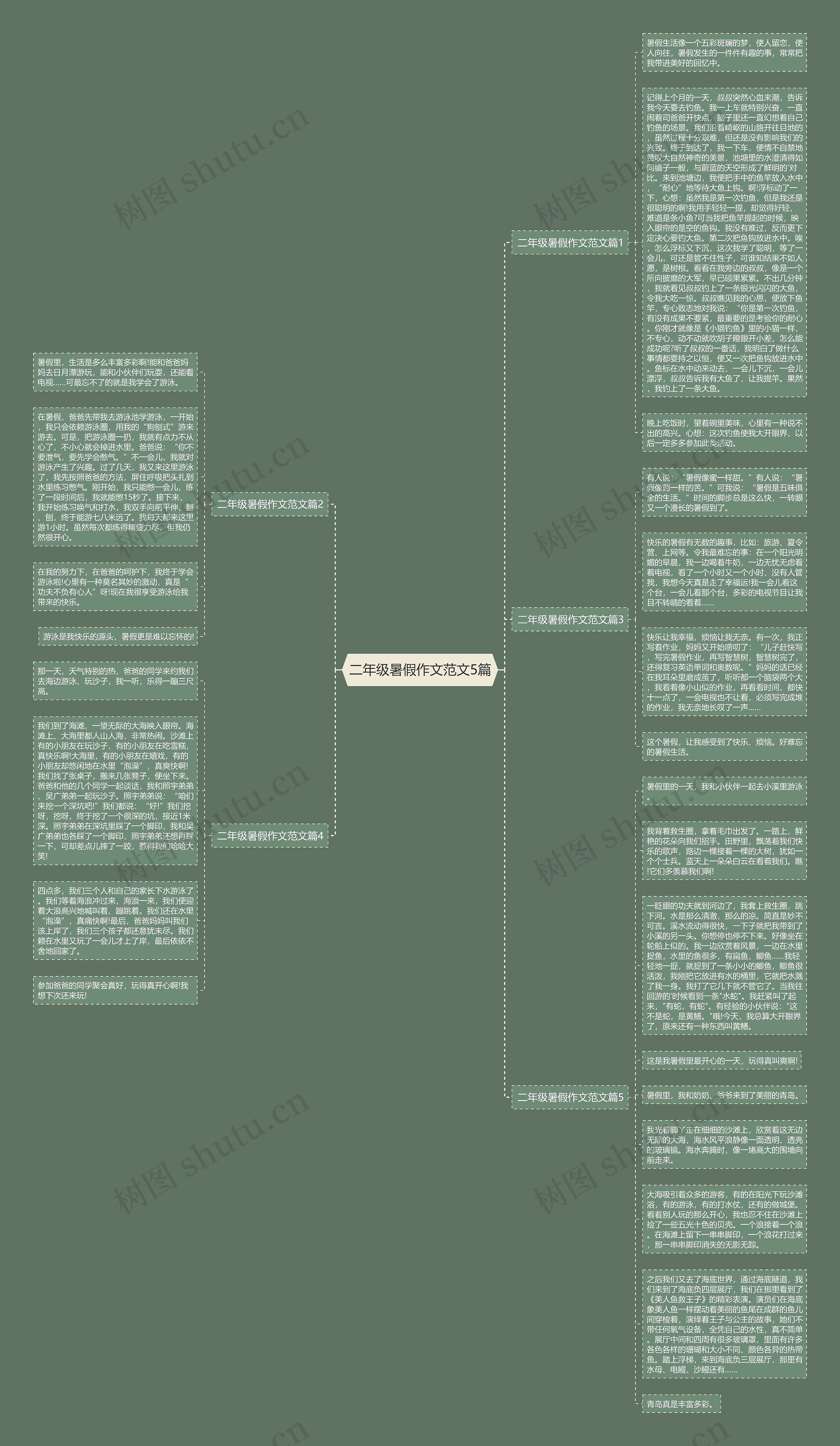 二年级暑假作文范文5篇思维导图