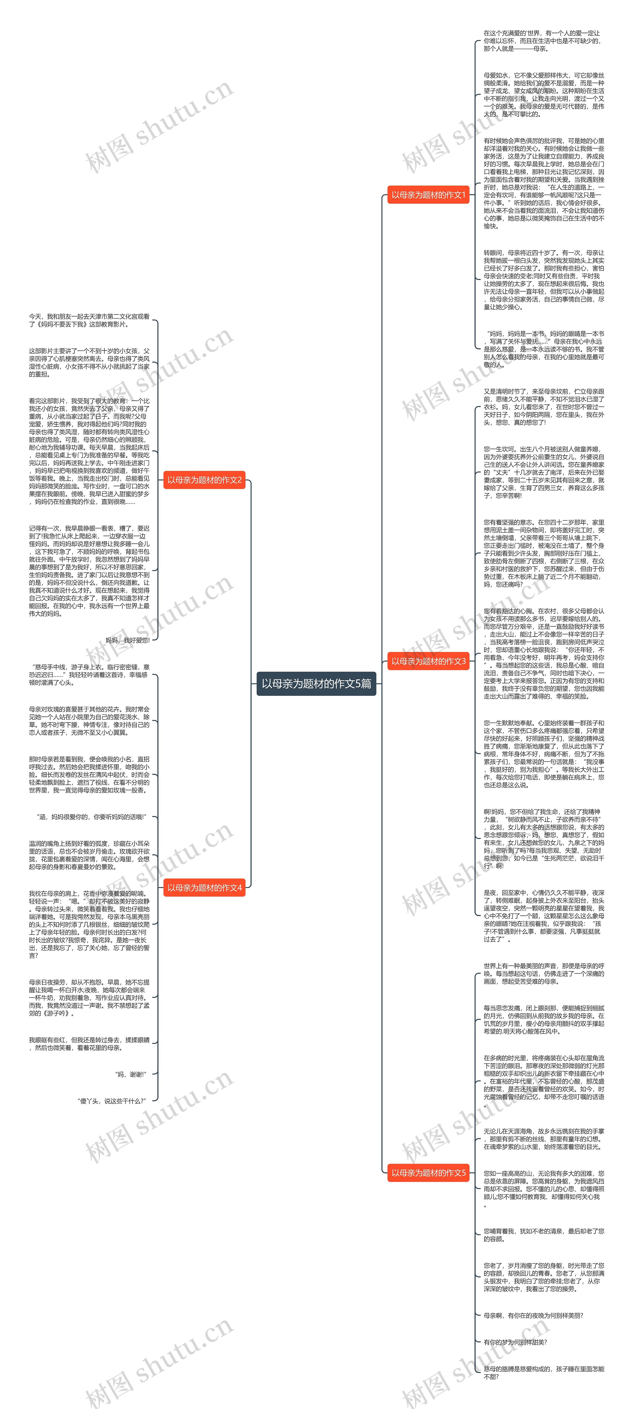 以母亲为题材的作文5篇思维导图