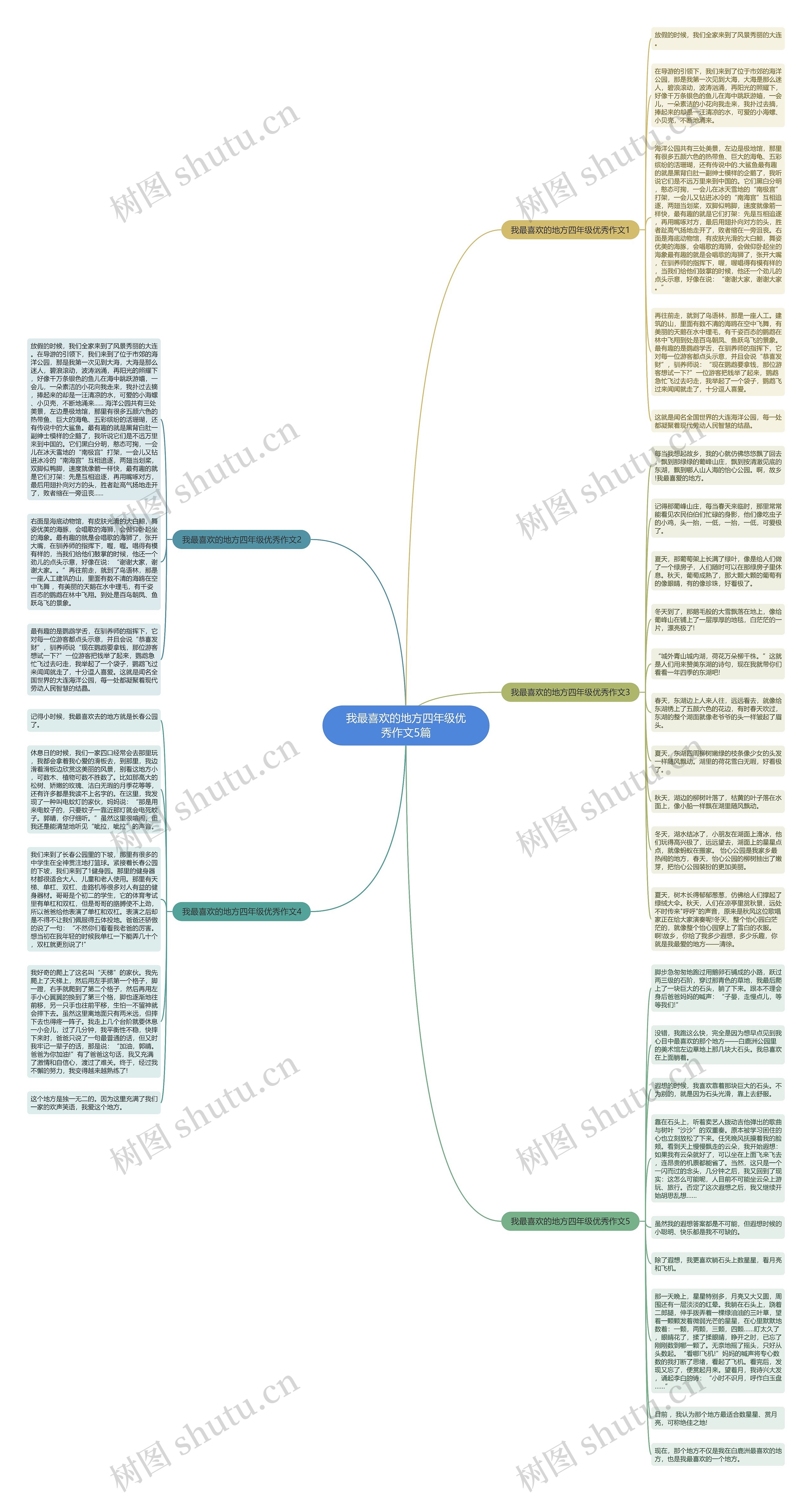 我最喜欢的地方四年级优秀作文5篇思维导图