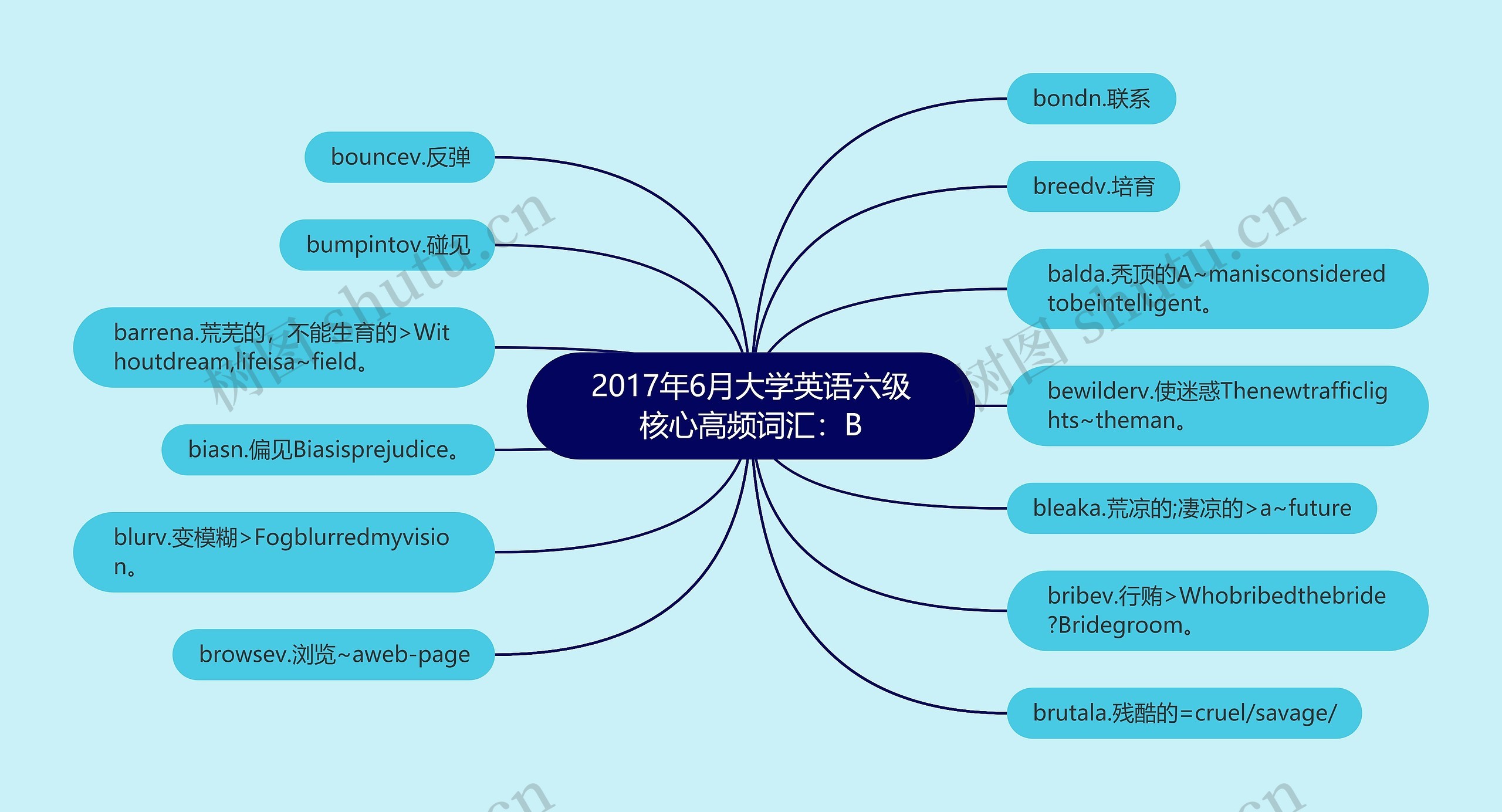 2017年6月大学英语六级核心高频词汇：B思维导图