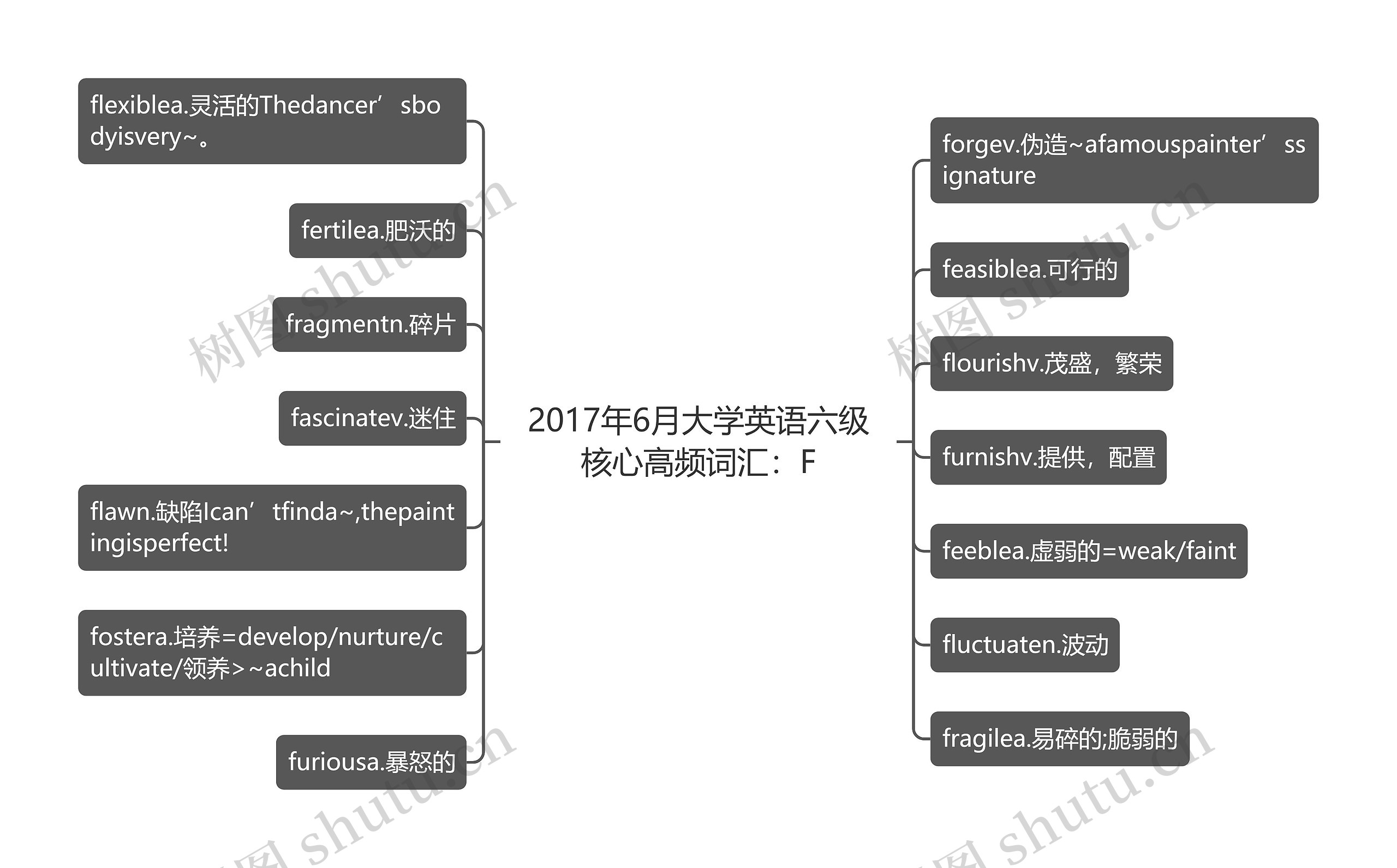 2017年6月大学英语六级核心高频词汇：F思维导图