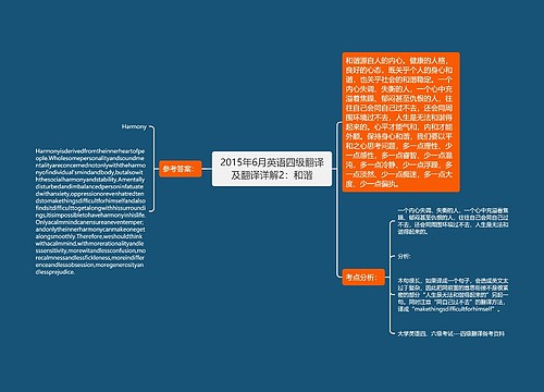 2015年6月英语四级翻译及翻译详解2：和谐