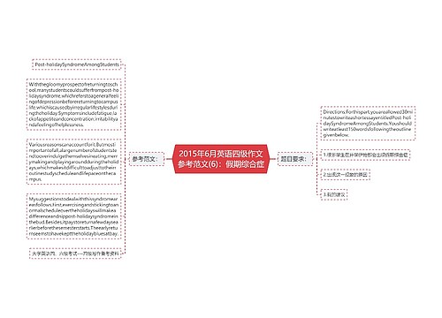 2015年6月英语四级作文参考范文(6)：假期综合症