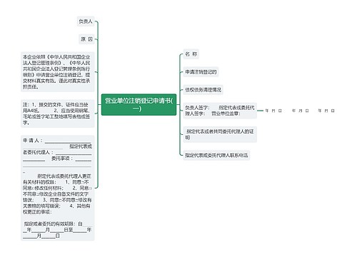 营业单位注销登记申请书(一）