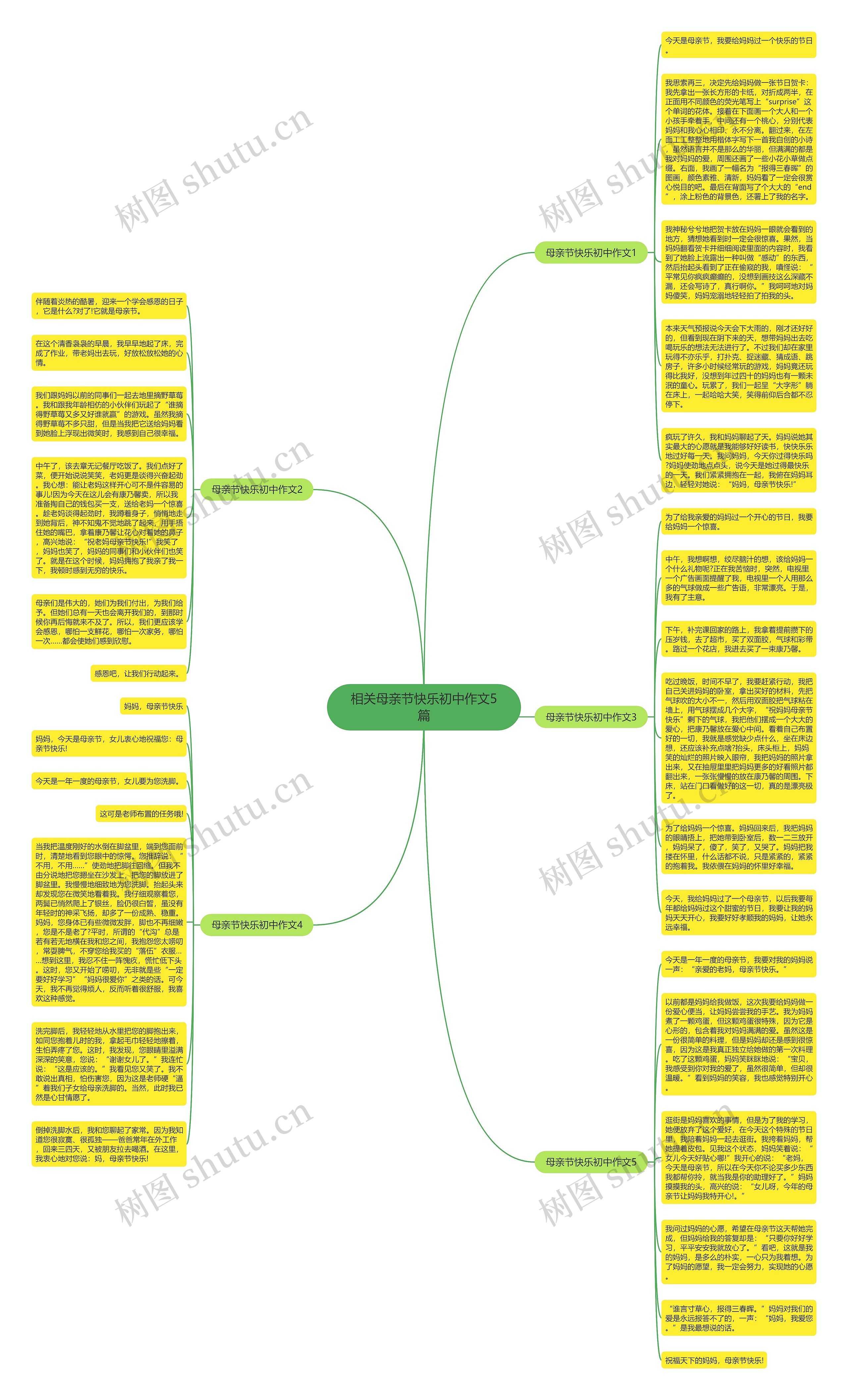 相关母亲节快乐初中作文5篇思维导图