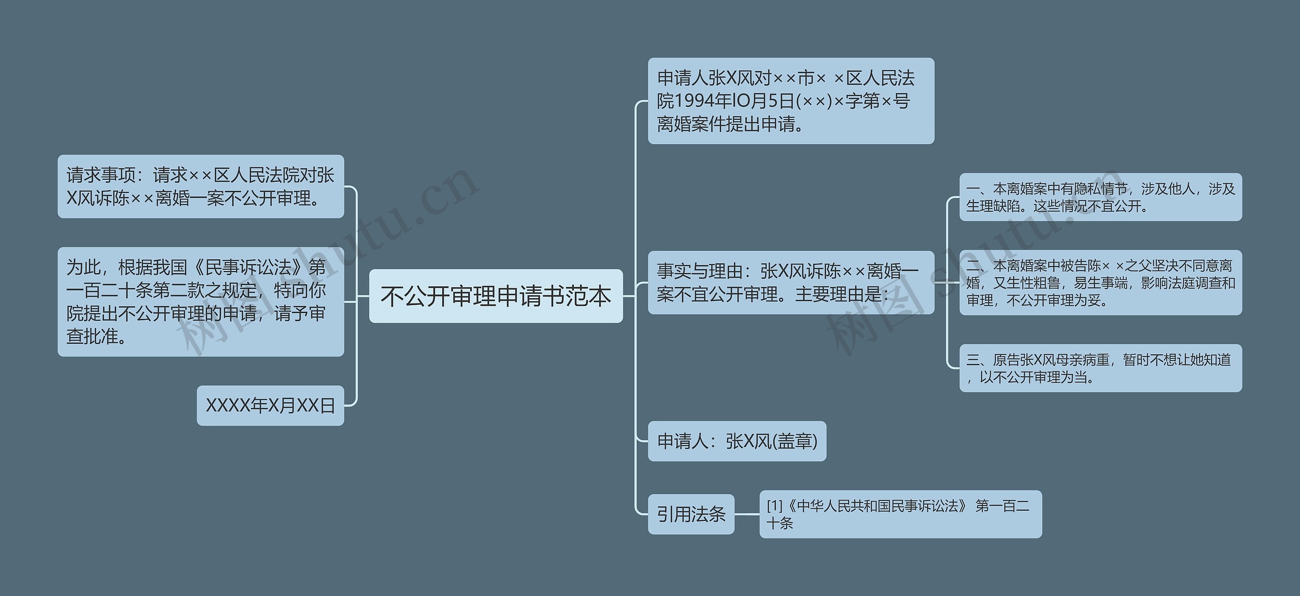 不公开审理申请书范本思维导图