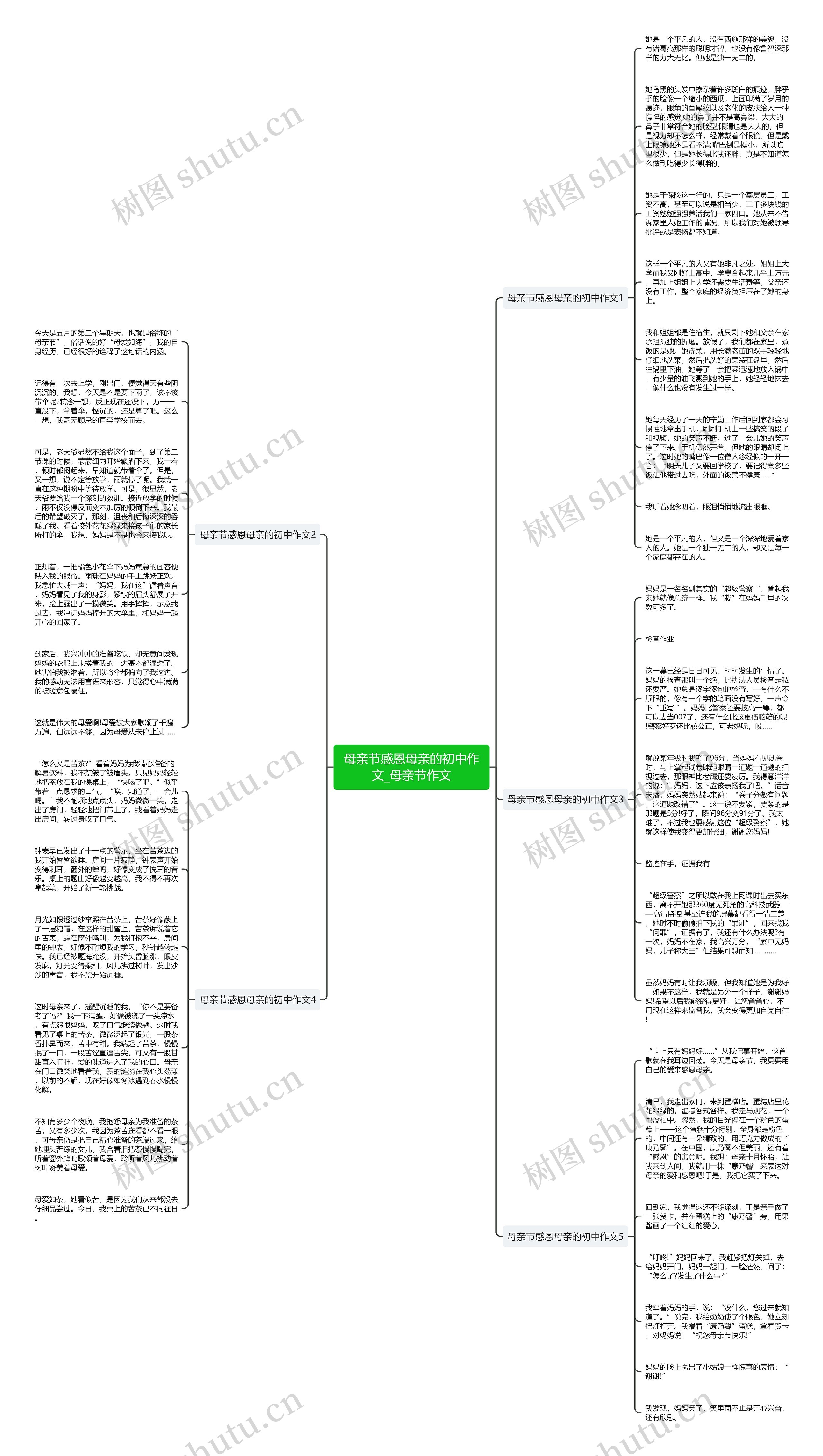 母亲节感恩母亲的初中作文_母亲节作文思维导图