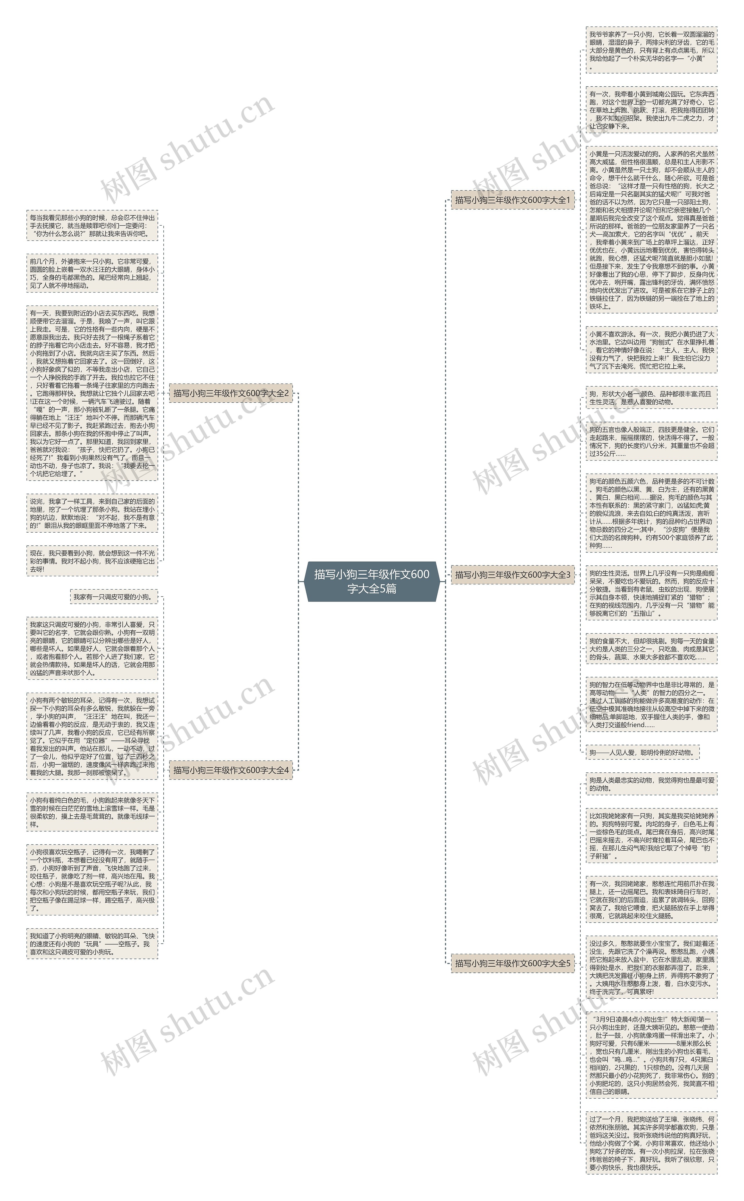 描写小狗三年级作文600字大全5篇思维导图