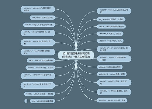 2012英语四级考试词汇表(带音标)：V开头的单词(1)