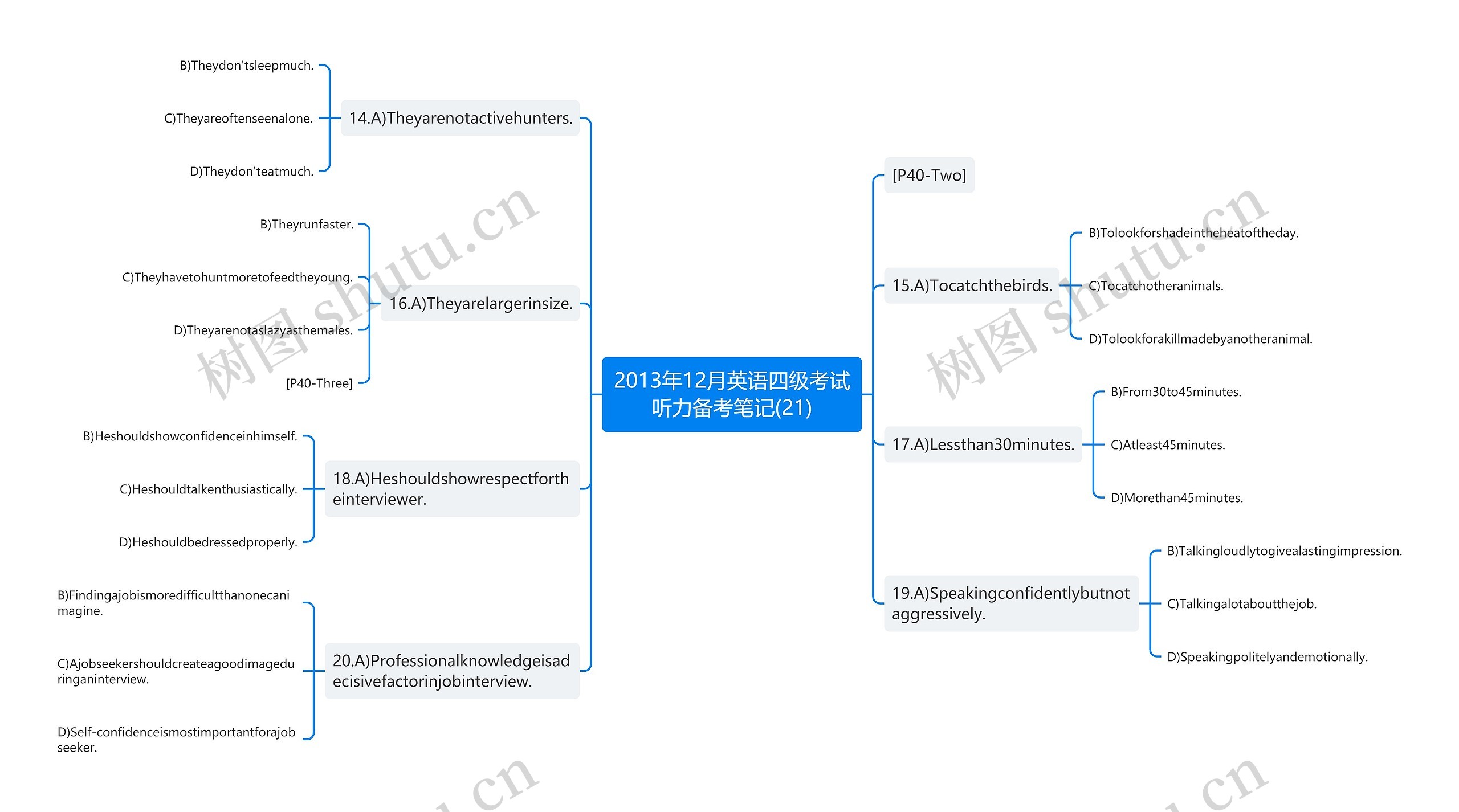 2013年12月英语四级考试听力备考笔记(21)思维导图