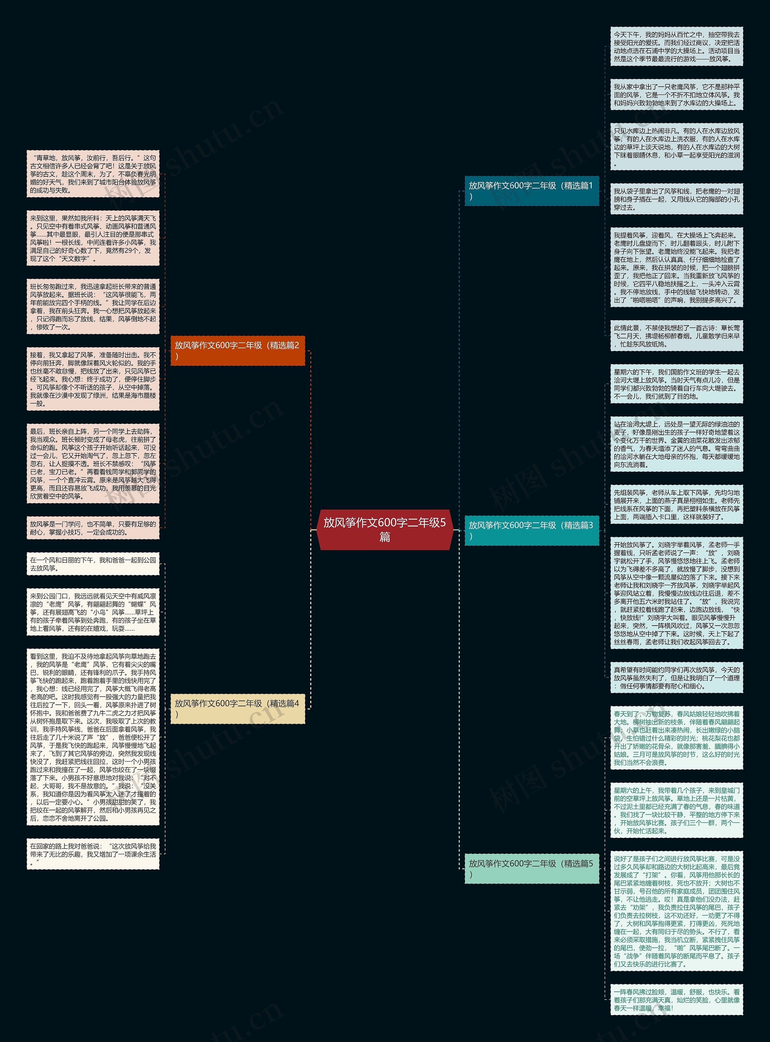 放风筝作文600字二年级5篇思维导图