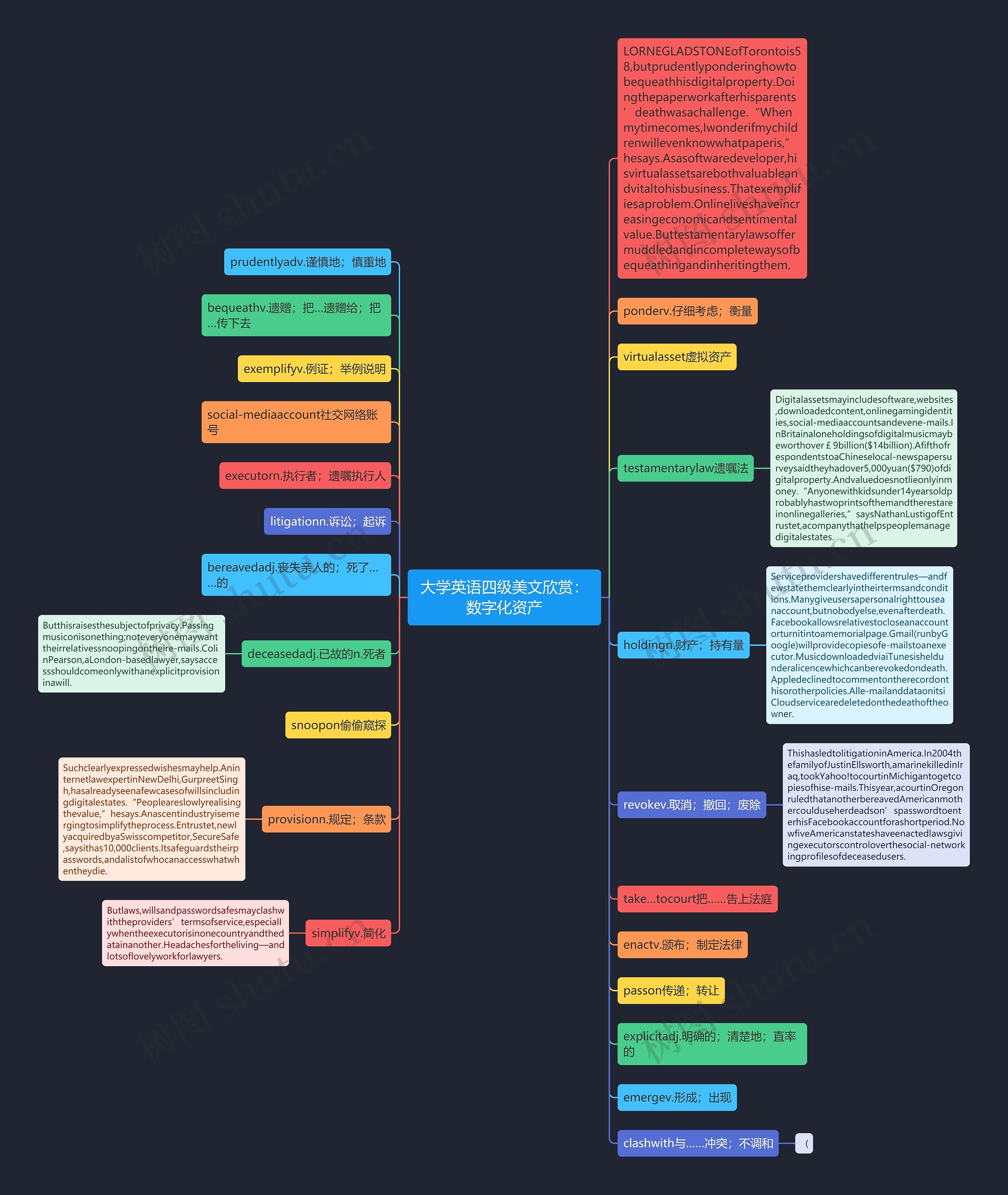 大学英语四级美文欣赏：数字化资产思维导图