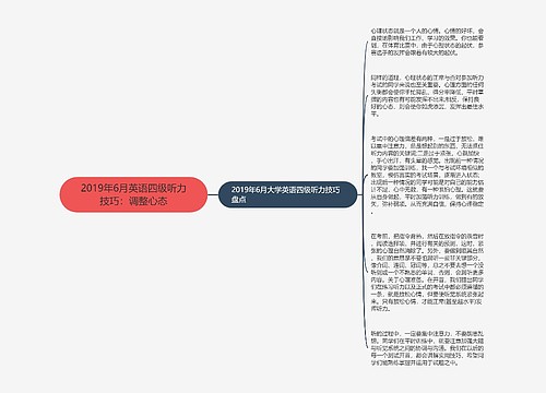 2019年6月英语四级听力技巧：调整心态