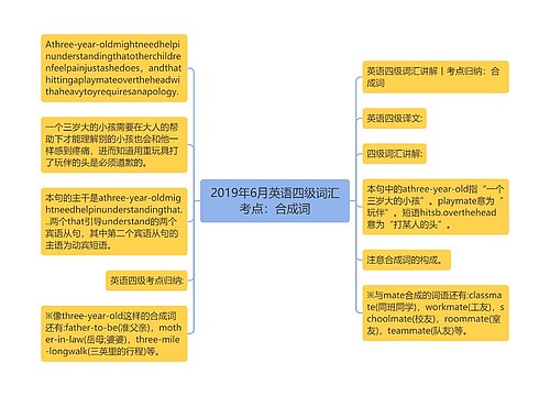 2019年6月英语四级词汇考点：合成词