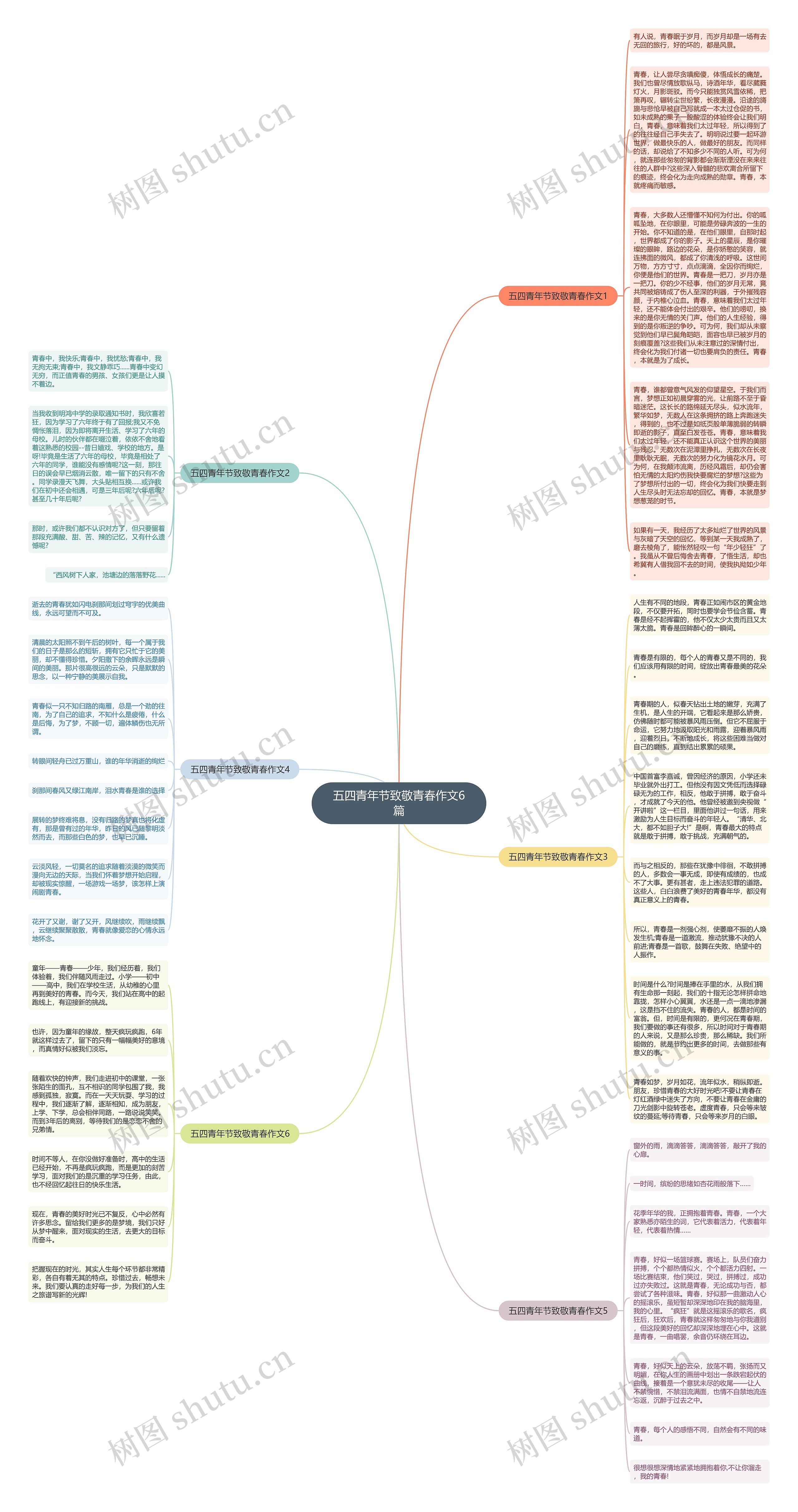 五四青年节致敬青春作文6篇思维导图