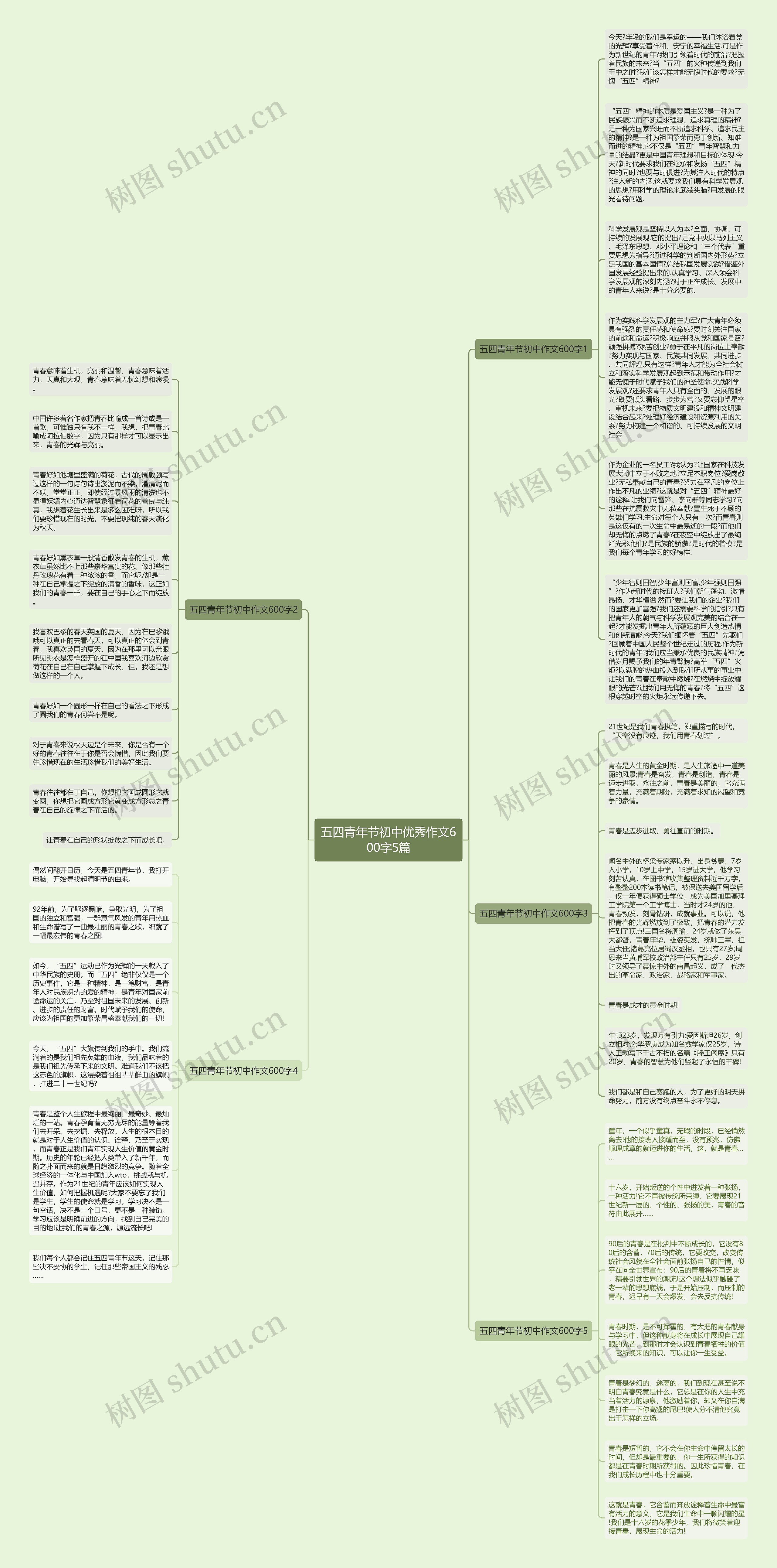 五四青年节初中优秀作文600字5篇思维导图