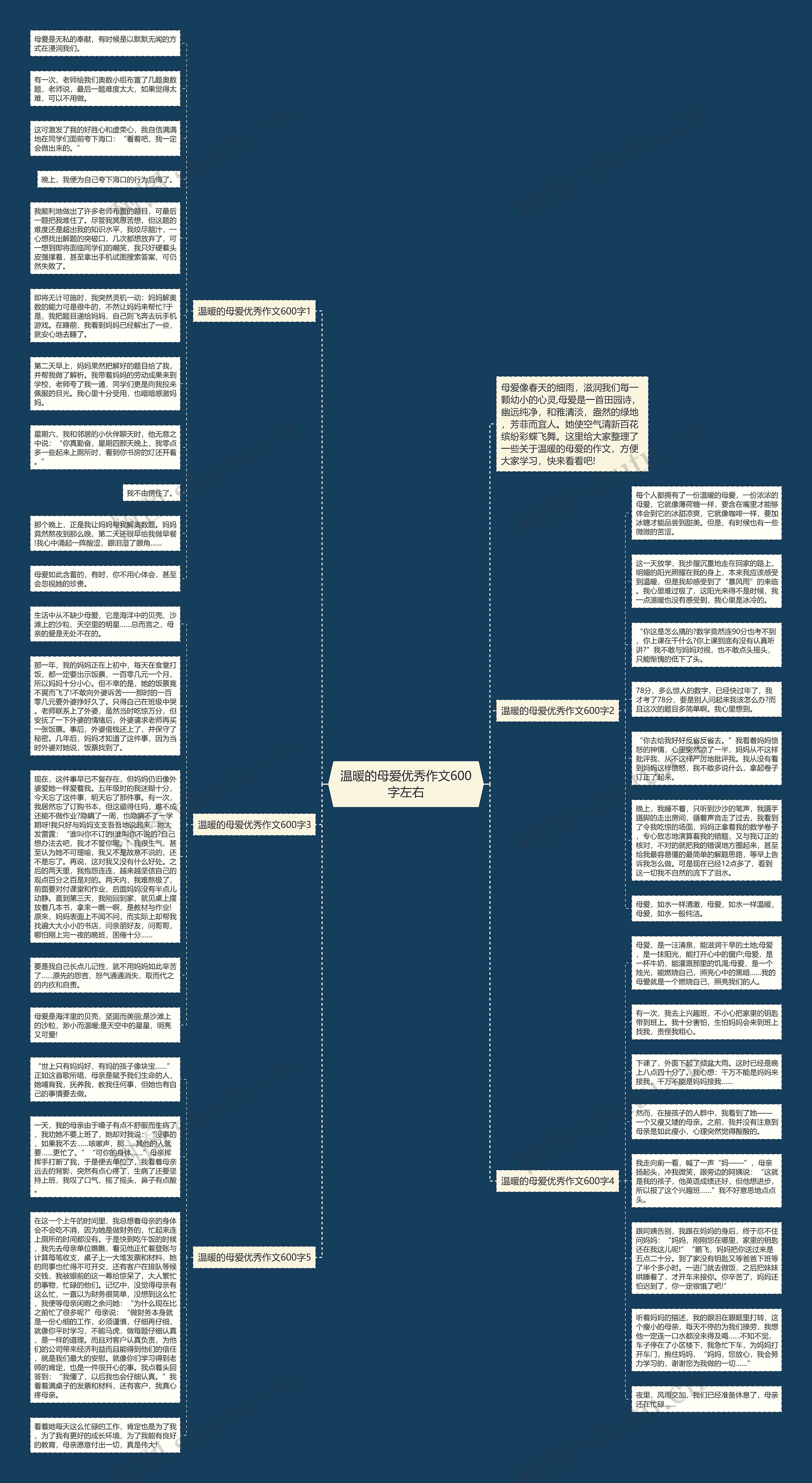 温暖的母爱优秀作文600字左右思维导图