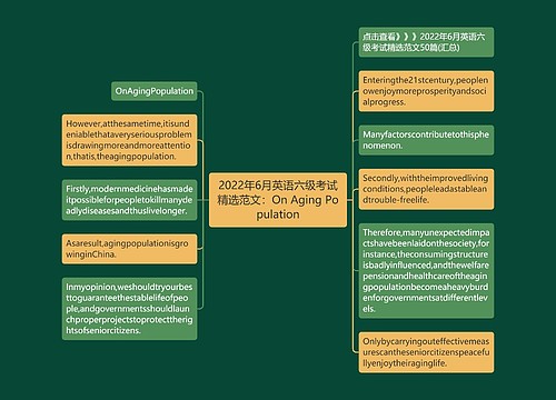 2022年6月英语六级考试精选范文：On Aging Population