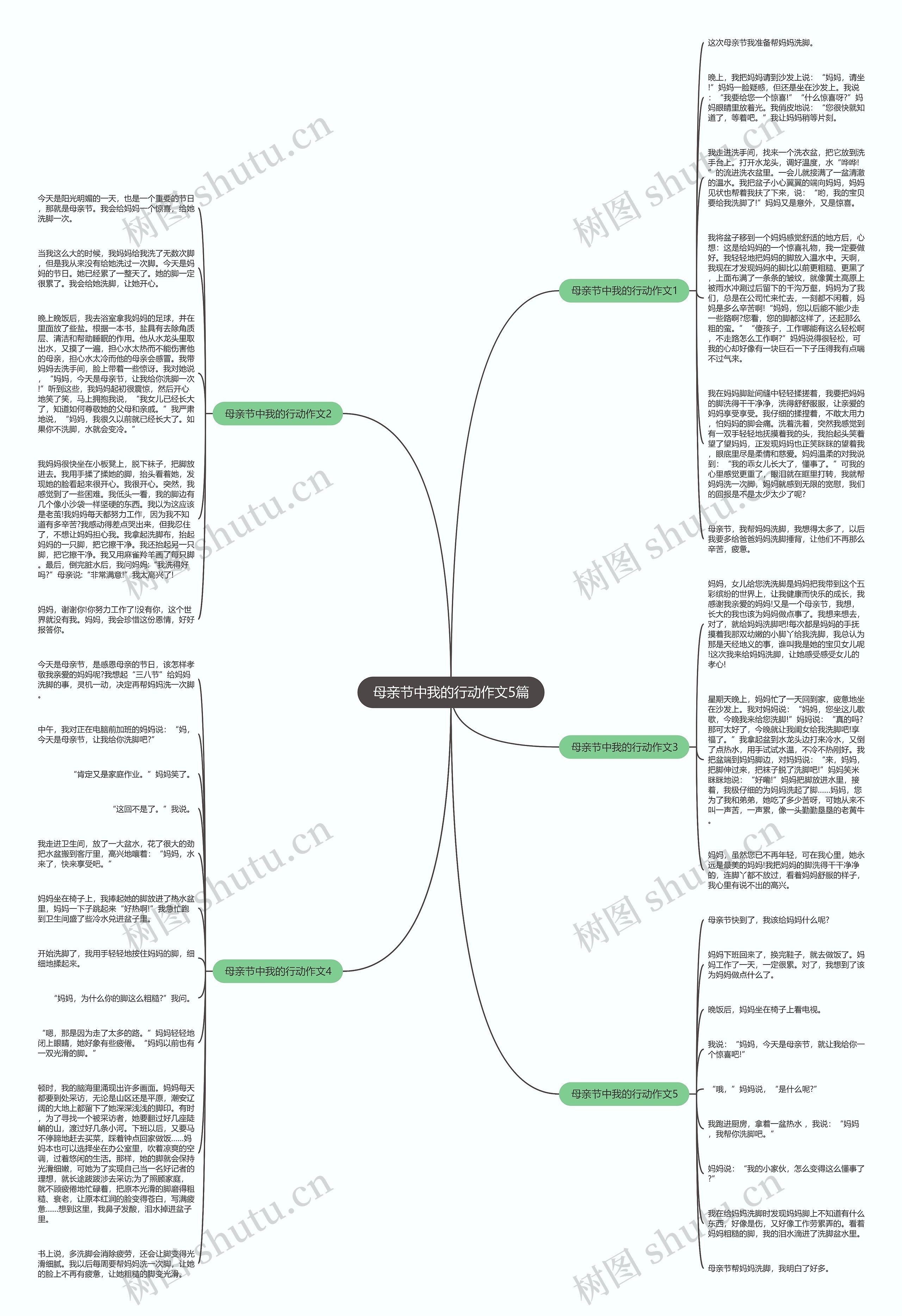母亲节中我的行动作文5篇思维导图